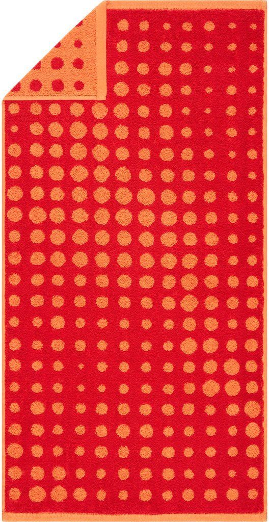 Egeria Handtuch Set DOT, passender Punkt mit Dessin Badematte 70x120 cm Frottier, red im (7-tlg)