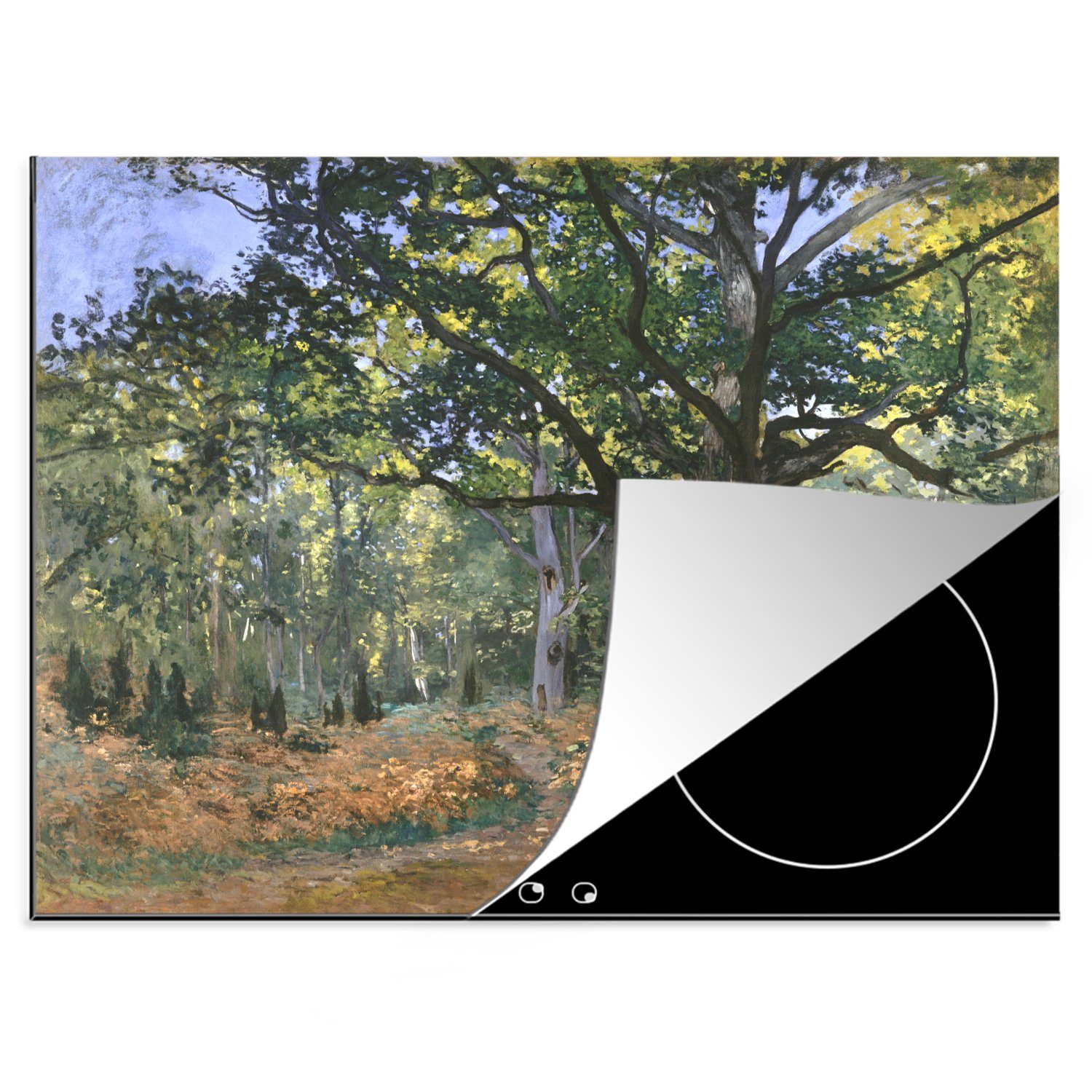 MuchoWow Herdblende-/Abdeckplatte Die Bodmer-Eiche - Gemälde von Claude Monet, Vinyl, (1 tlg), 70x52 cm, Mobile Arbeitsfläche nutzbar, Ceranfeldabdeckung