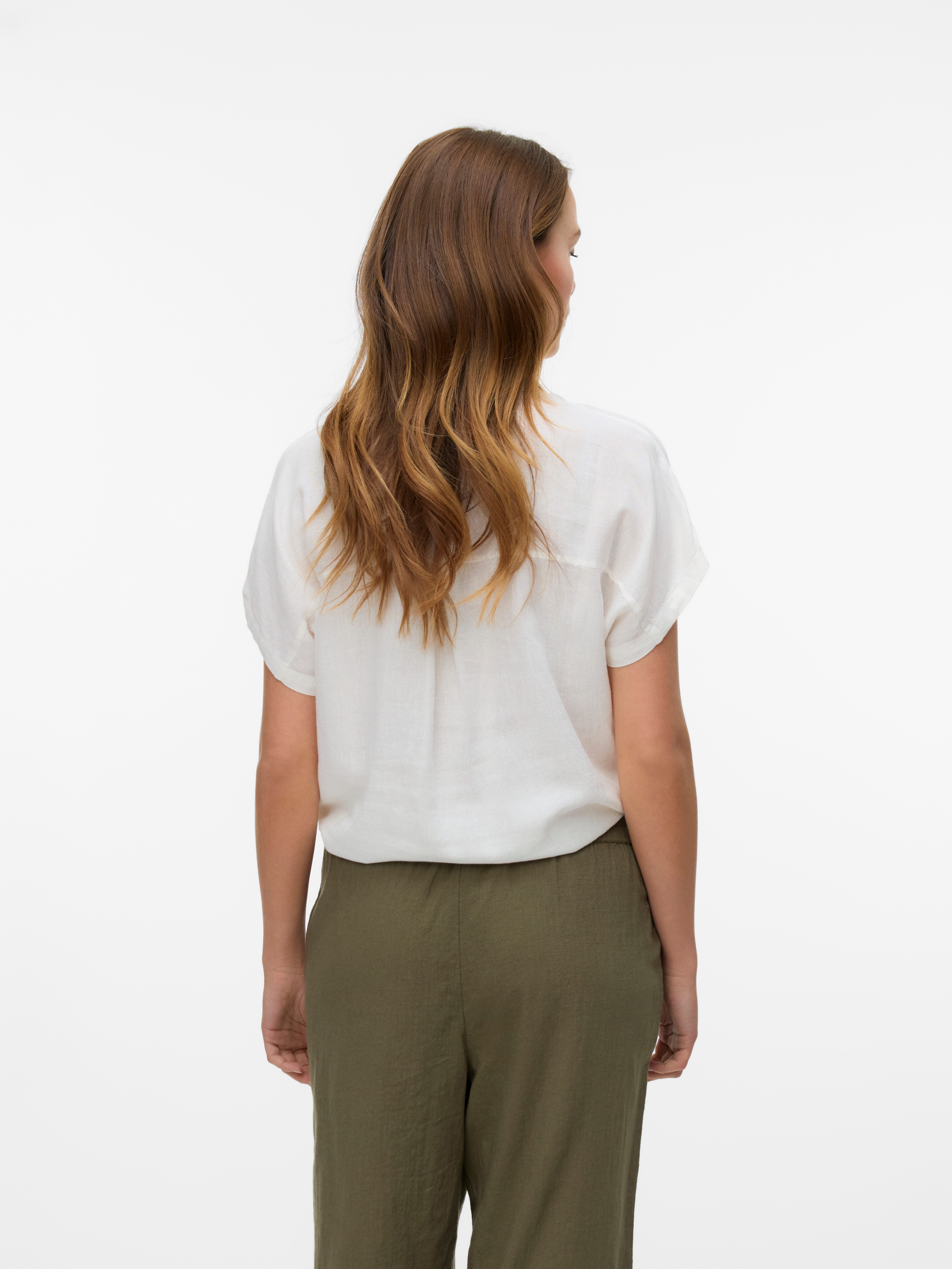 Vero Moda Kurzarmbluse VMTHEA SS TIE SHIRT WVN NOOS Viskosemischung, loose fit
