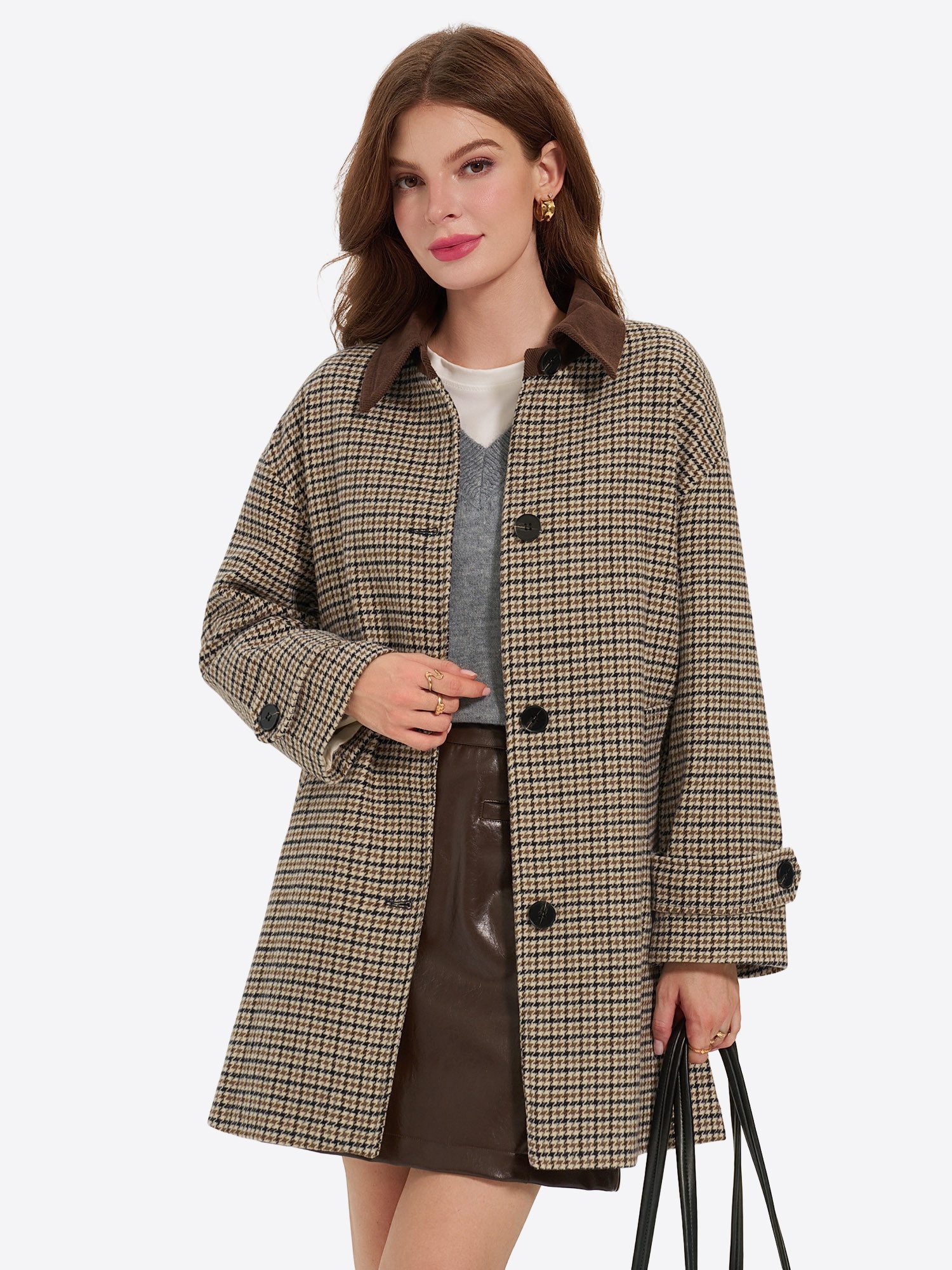 Imily Bela Hemdjacke Damen Übergangsjacke mit Karomuster (Packung, 1-St., 1per-Pack) mit Taschen