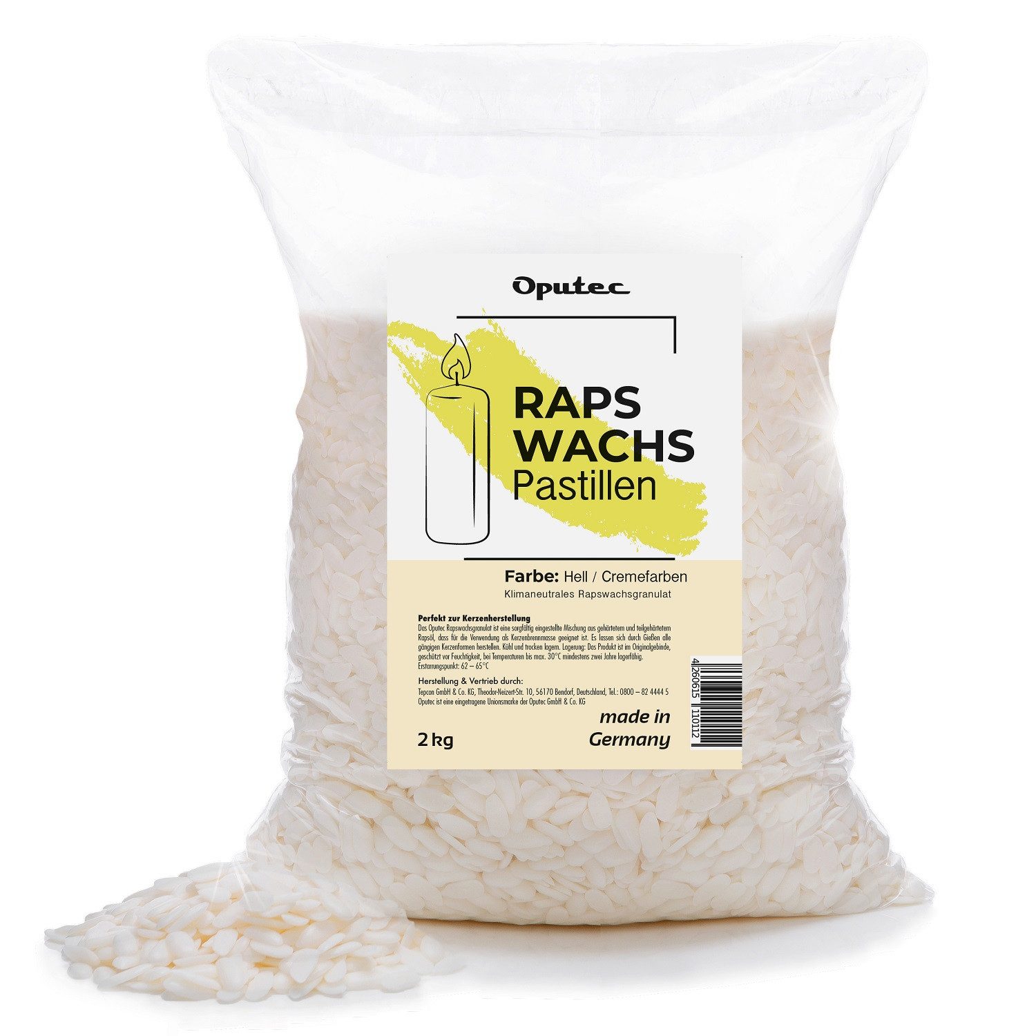 Bastelnaturmaterial 2 KG Raps-Kerzenwachs Pastillen – Cremefarbenes Wachs zum Gießen