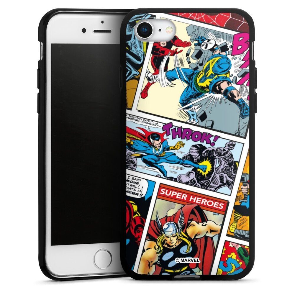 DeinDesign Handyhülle Marvel Retro Comic Blue, Apple iPhone 8 Silikon Hülle Bumper Case Handy Schutzhülle