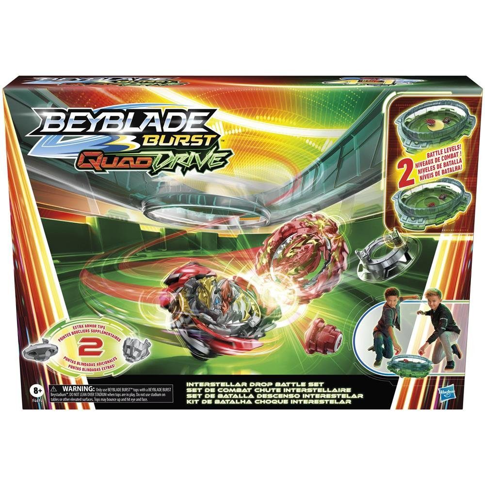 Beyblade Burst QuadDrive – Set Interstellar Drop – Arène 2 Niveaux, 2 Toupies 4-en-1, 2 Lanceurs – Dès 8 Ans
