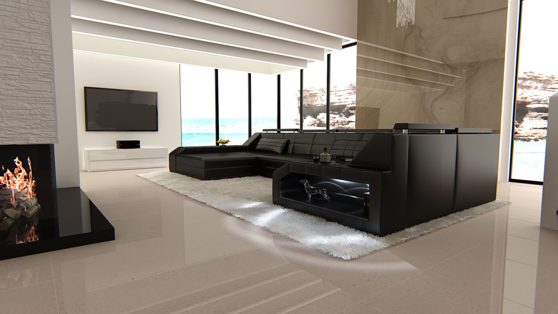Sofa Dreams Wohnlandschaft Sofa Leder Ledercouch günstig online kaufen