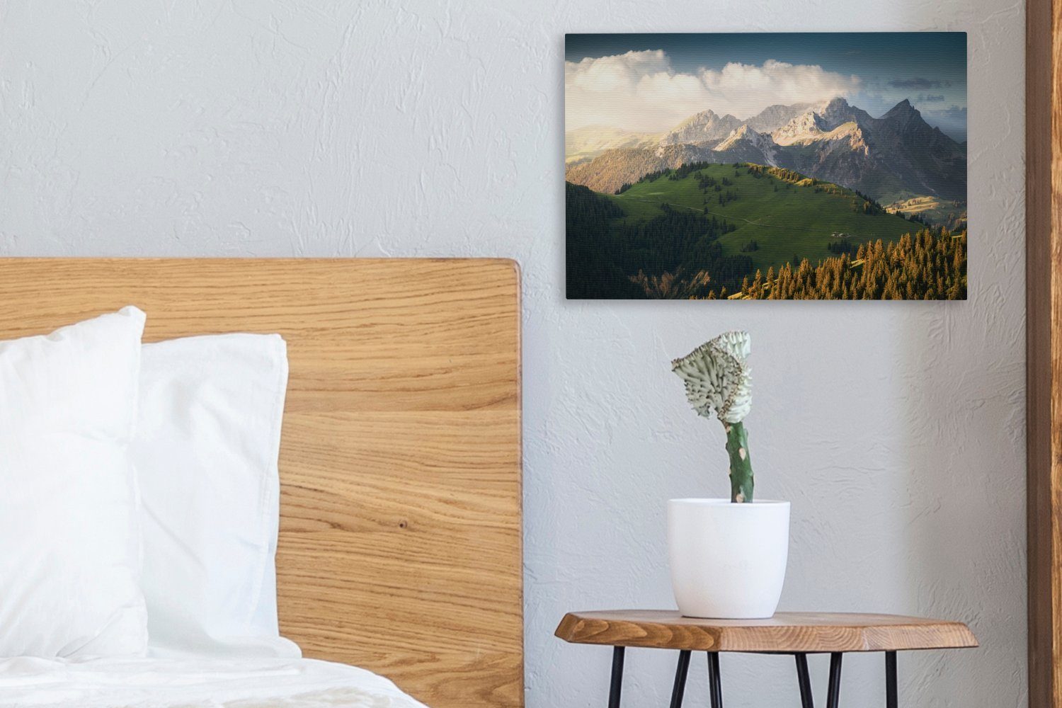 Blick Alpen, St), OneMillionCanvasses® (1 Leinwandbild die Leinwandbilder, Wandbild cm Wanddeko, 30x20 Schweizer auf Aufhängefertig,