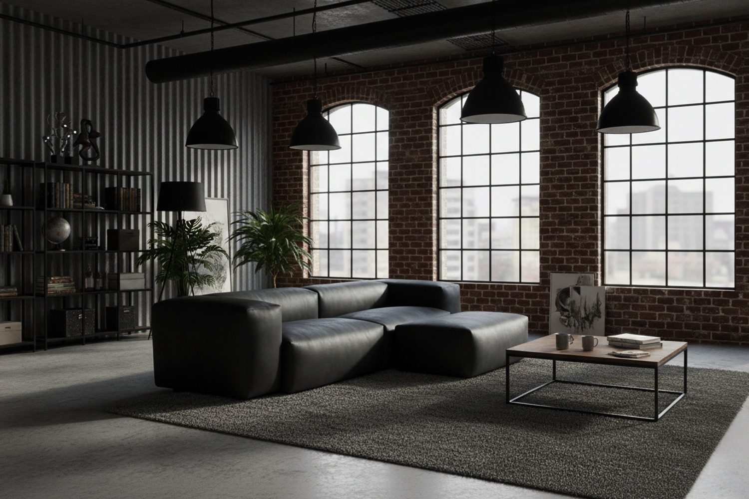 KAWOLA 4-Sitzer CELESTE – Nachhaltig & modern mit Lederfaserstoff schwarz, Pflegeleichtes Designsofa – Stilvoll, komfortabel, langlebig