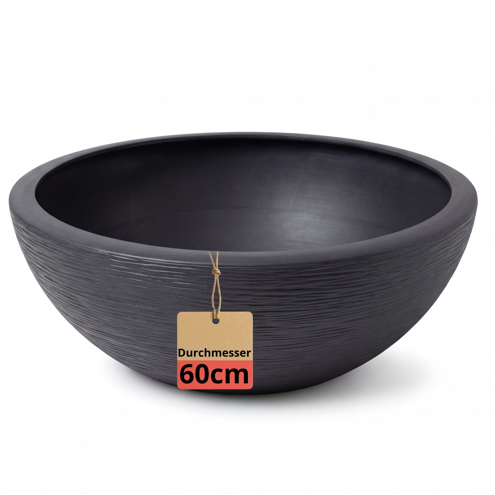 BigDean Pflanzschale XL Pflanzschale 59cm – moderne Rundschale mit Rillenstruktur (Stück, 1 St., Pflanzschale), Wetterfest, frostbeständig, bruchsicher und leicht