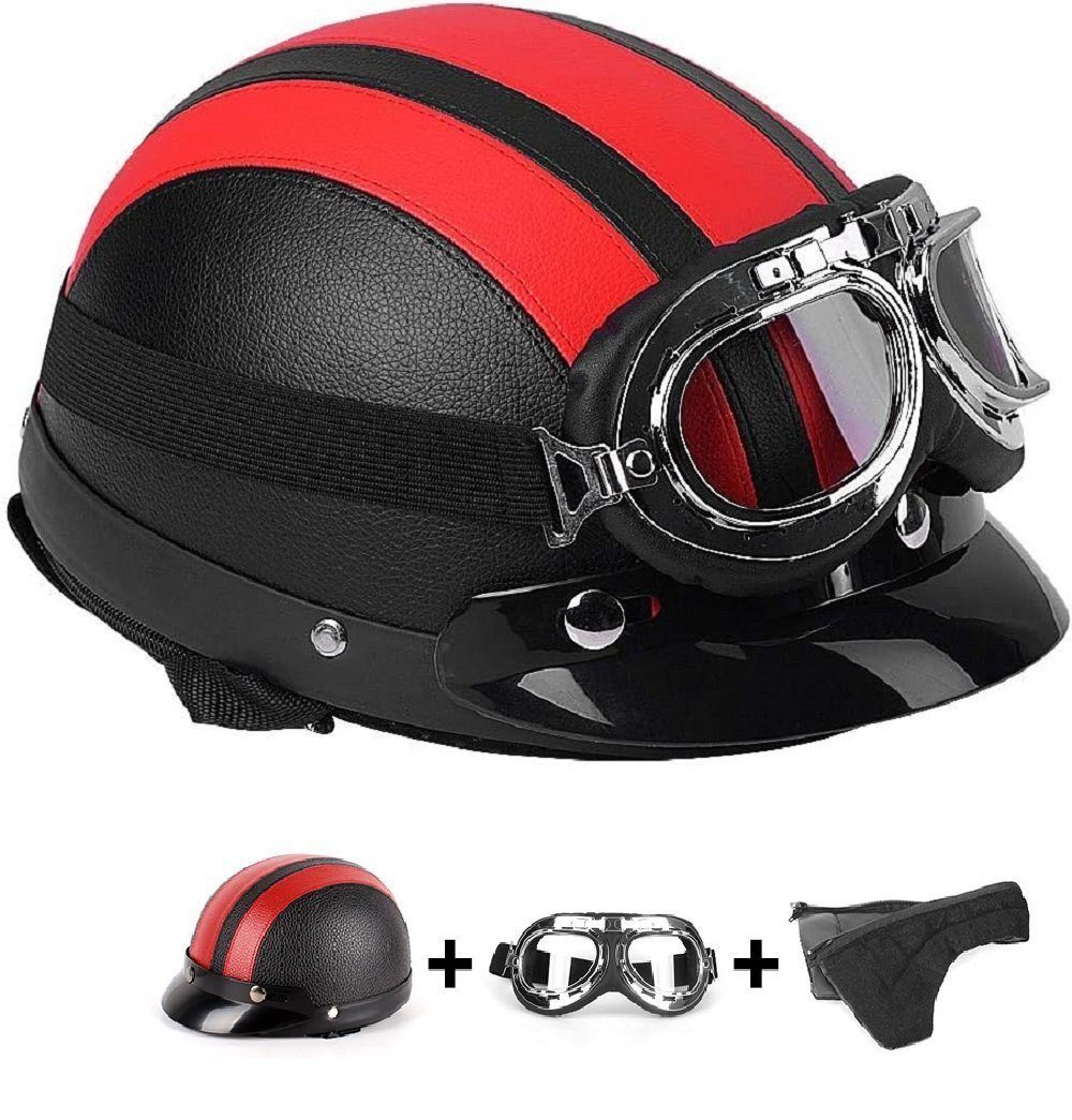 DOPWii Motorradhelm Roller Helm,Universal-Motorrad mit offenem Gesicht,Visier Helmbrille