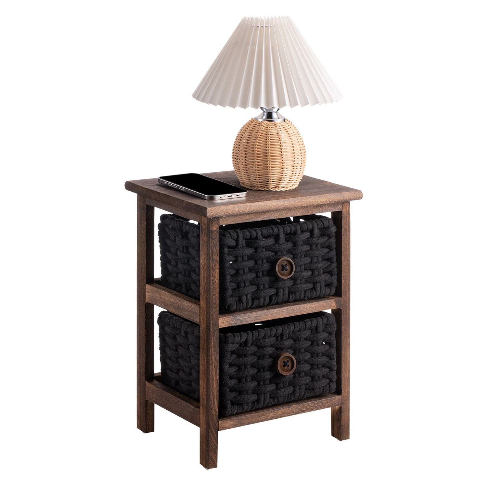CARO-Möbel Nachtkommode, Beistelltisch Holz Telefontisch, Braun, Nachtschrank, - PLUTO