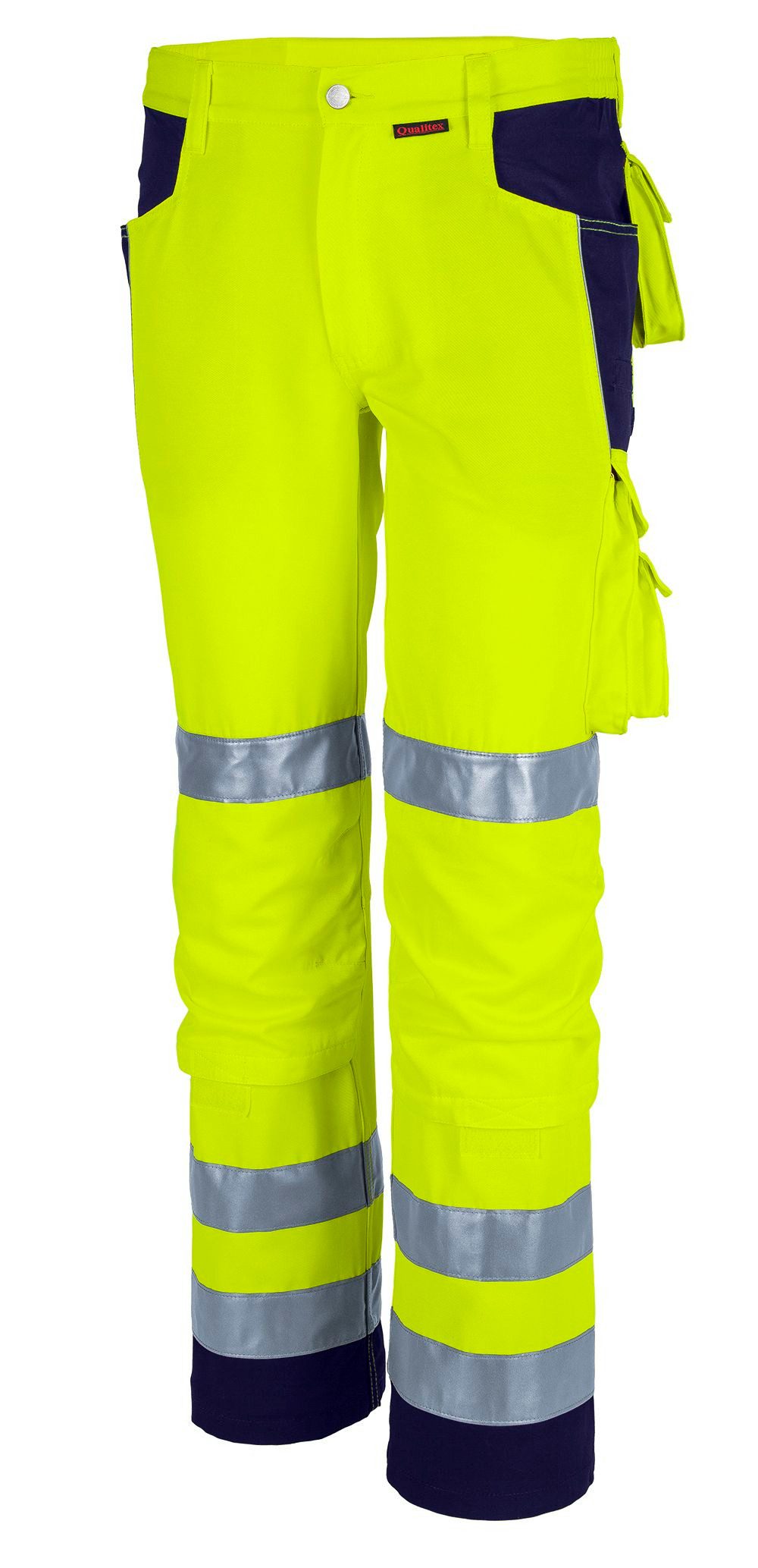 Qualitex Workwear Arbeitsbundhose reflektierende PROfessionals Warnschutz-Bundhose (faserverstätkt) (1-tlg) Arbeitshose mit 13 Taschen - Strapazierfähig - mit Zertifizierung