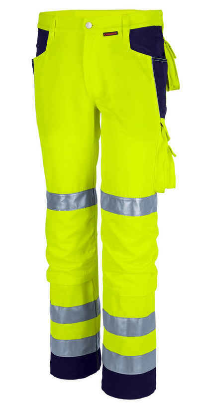 QUALITEX HIGH QUALITY WORKWEAR Arbeitsbundhose reflektierende PROfessionals Warnschutz-Bundhose (faserverstätkt) (1-tlg) Arbeitshose mit 13 Taschen - Strapazierfähig - mit Zertifizierung
