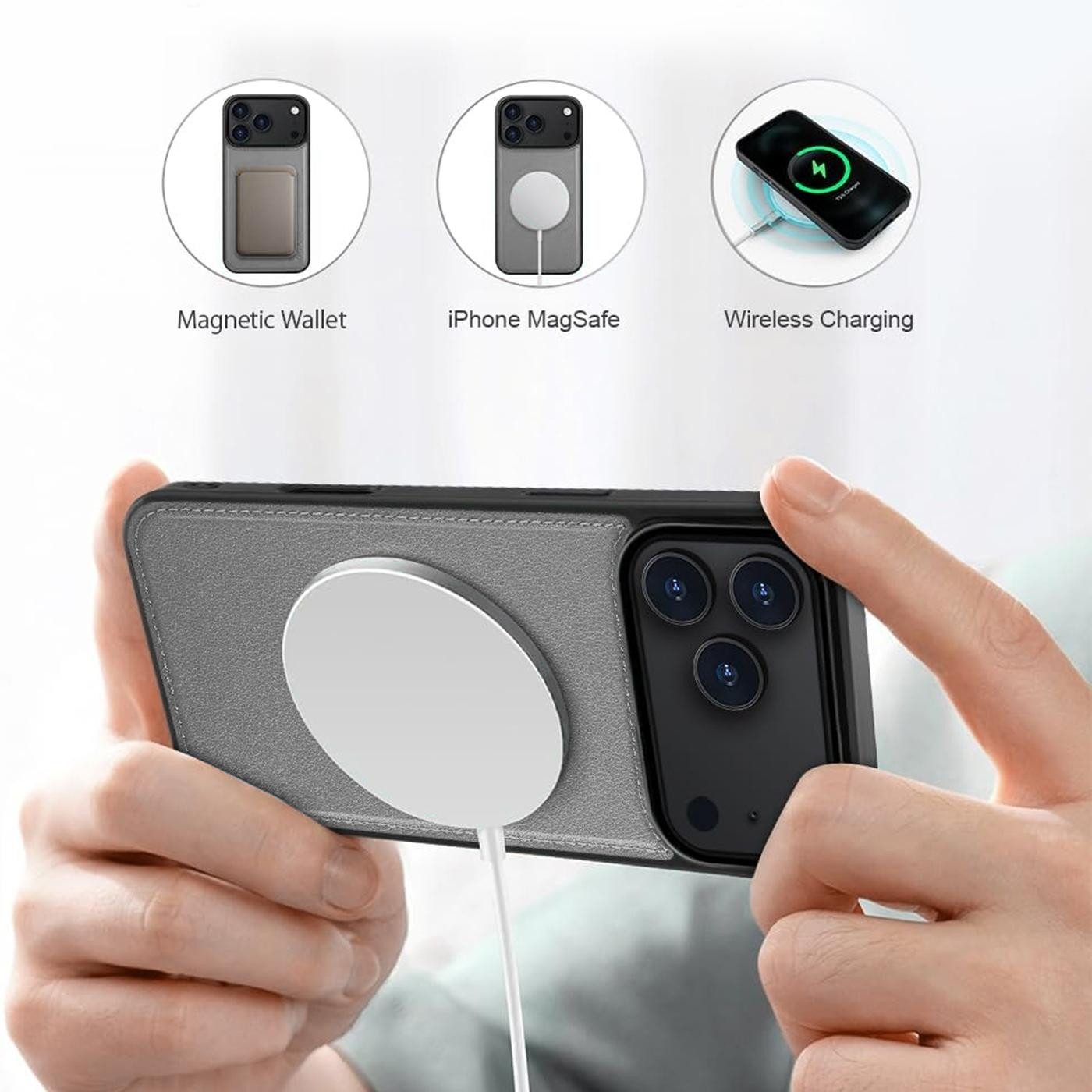 CoolGadget Handyhülle Magnet Book Case für Apple iPhone 17 Pro Hülle + Klapphülle 6,3 Zoll, 2in1 abnehmbare magnetische RFID Schutzhülle Kartenfach Fotofenster – Bild 5 von 5
