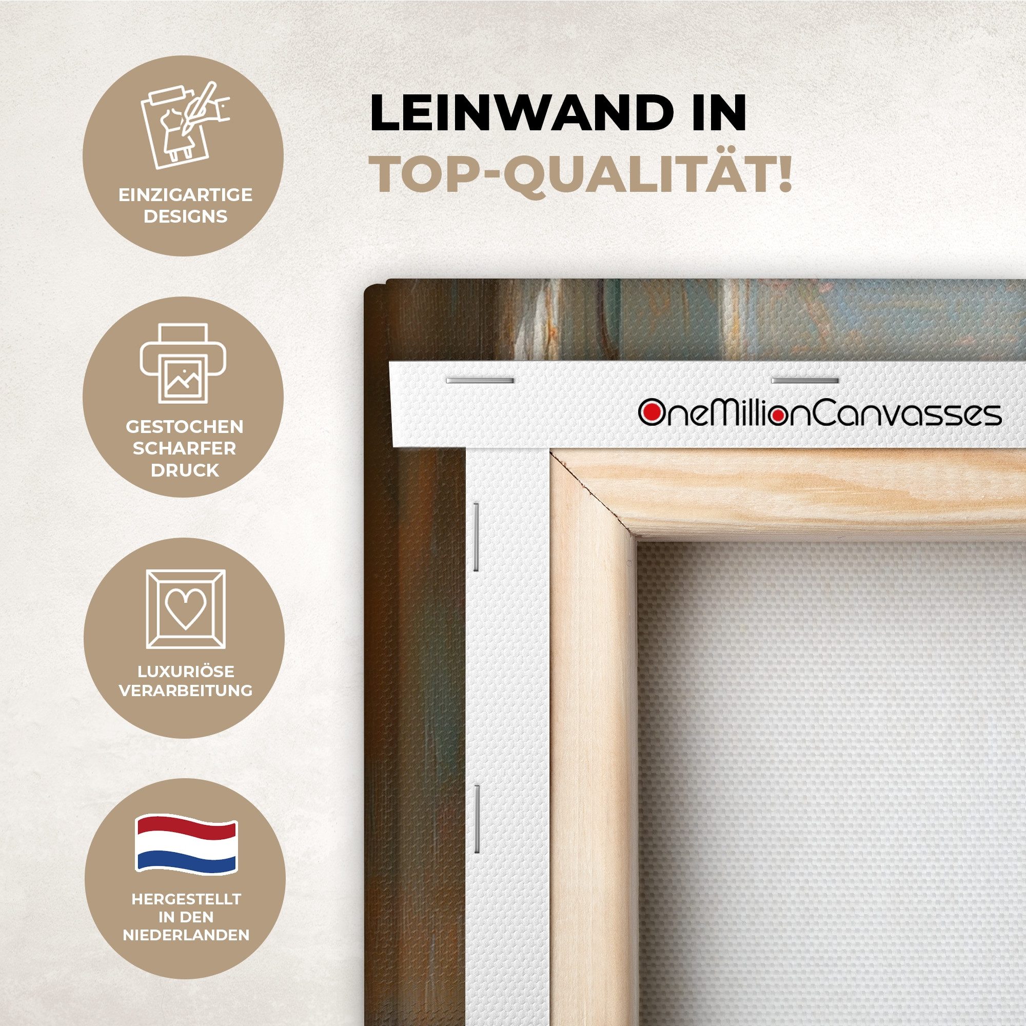 OneMillionCanvasses® Leinwandbild Küken - Fenster - Ostereier - Ostern Deko, Fotodruck (1 St), Wandbild, Deko Schlafzimmer Wohnzimmer Flur 20x20 cm