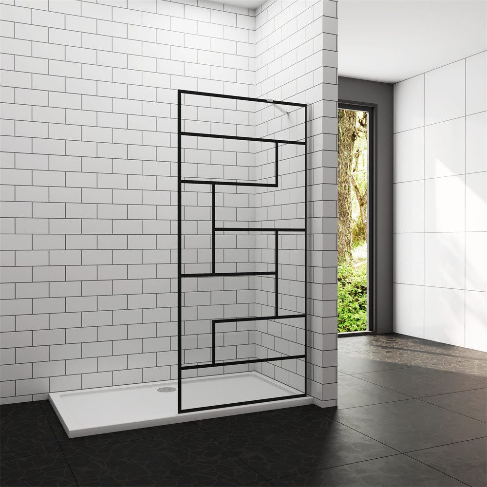 Duschparadies Duschwand 8mm Nano ESG mit unregelmäßigem Gitter Glas Duschtrennwand, Einscheibensicherheitsglas, (Set), NanoGlas
