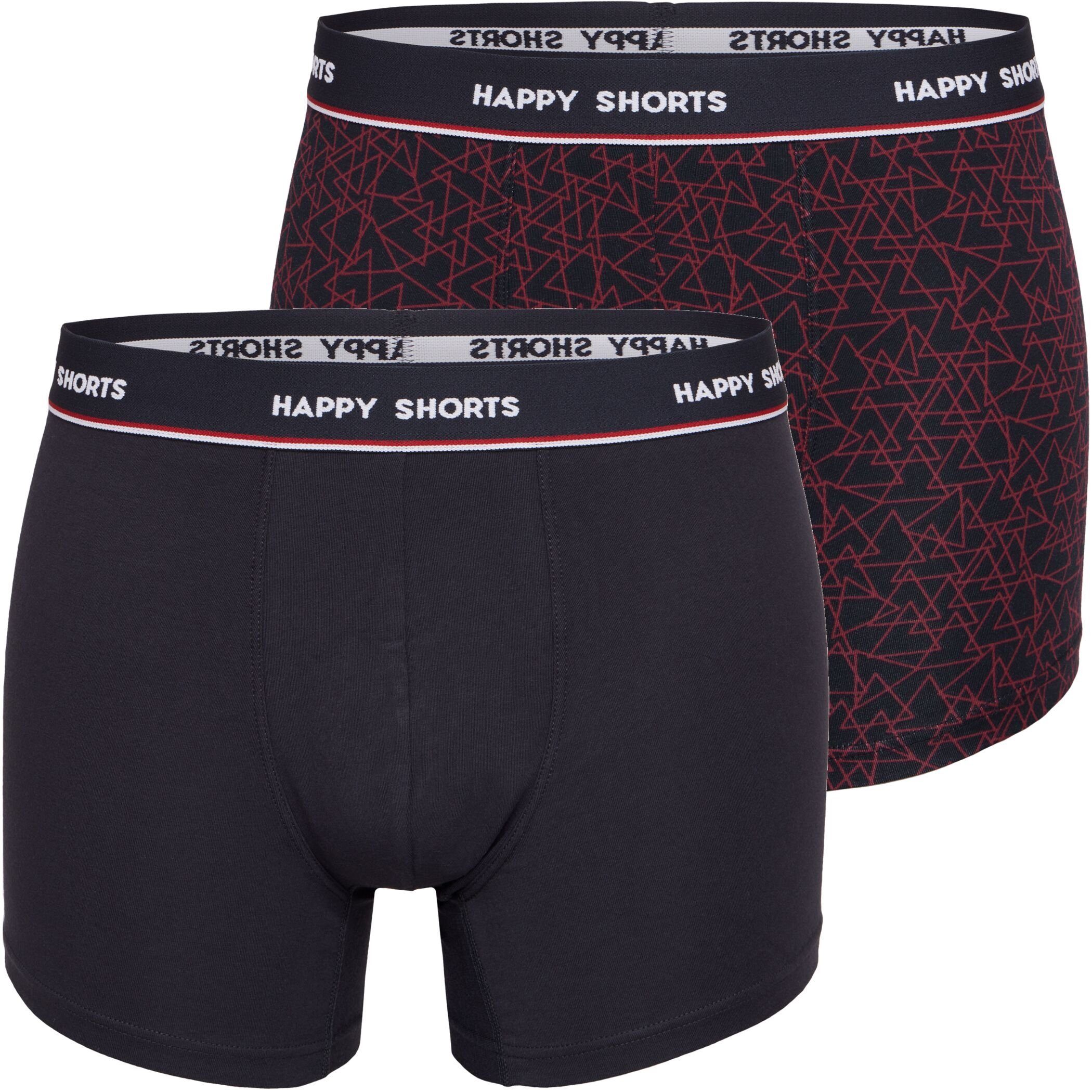 HAPPY SHORTS Trunk 2 Happy Shorts Pants Jersey Trunk Herren Rote Dreiecke - Red Triangles (1-St) | Boxershorts