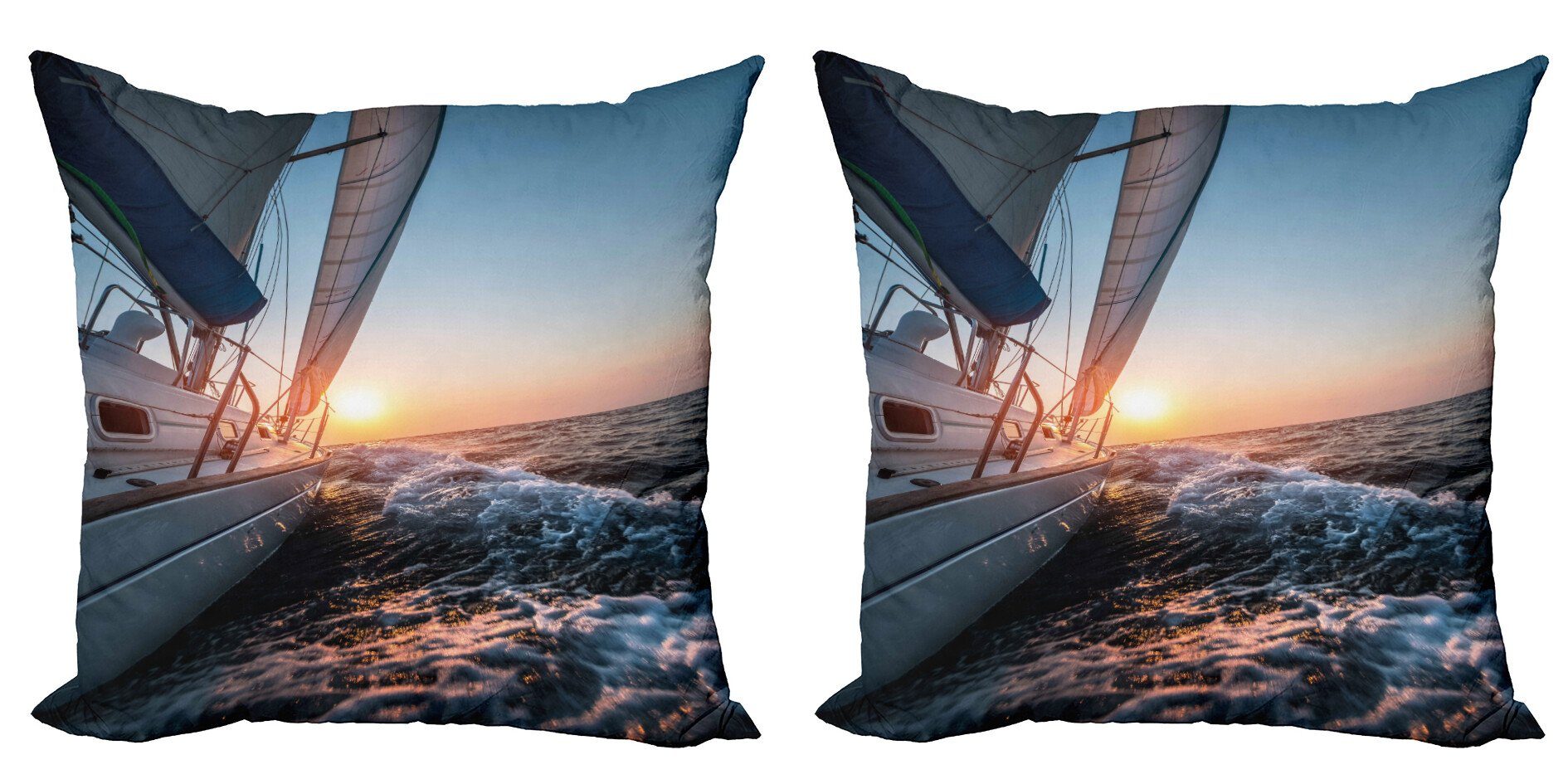 Kissenbezüge Modern Accent Doppelseitiger Digitaldruck, Abakuhaus (2 Stück), Nautisch Segelboot auf Meer Hobby
