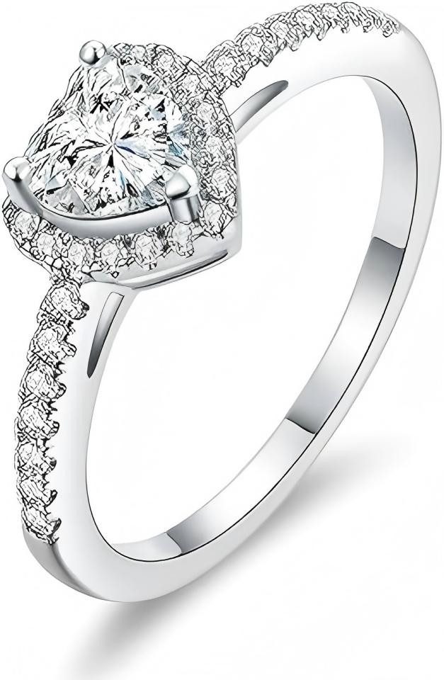 Jumpeak Verlobungsring Labor-Diamant 1ct,Diamantring,Gold ring,Solitär,Trauring,Promise Ring, D,VS,14K Gold,Herzform Ring,Halo Design,Geschenk Frau,Valentinstag
