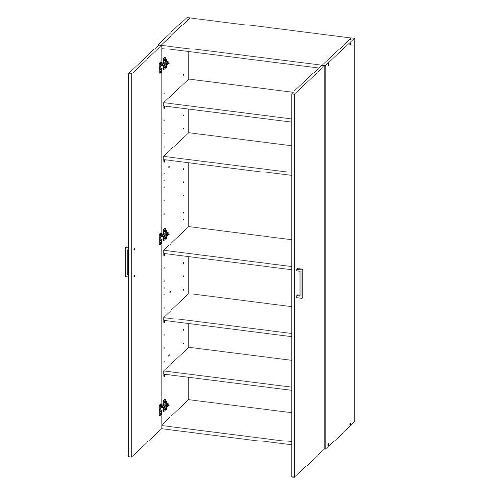Lomadox Mehrzweckschrank MIAMI-43 Eiche, 5 Einlegeböden, ca. 70/185/40 cm