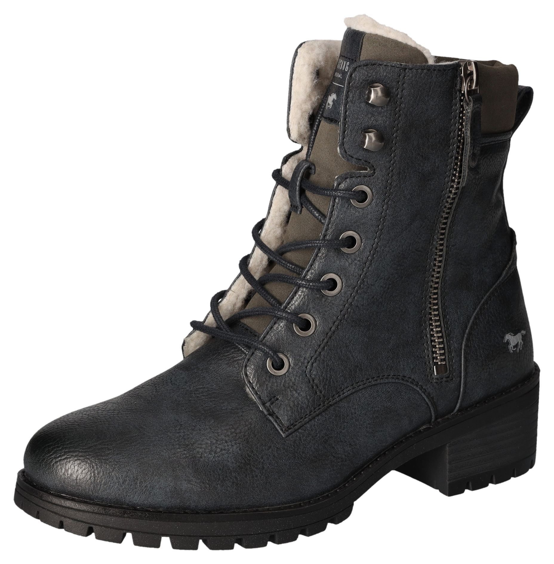 Mustang Shoes Schnürboots, Schnürstiefelette, Blockabsatz, in günstig online kaufen