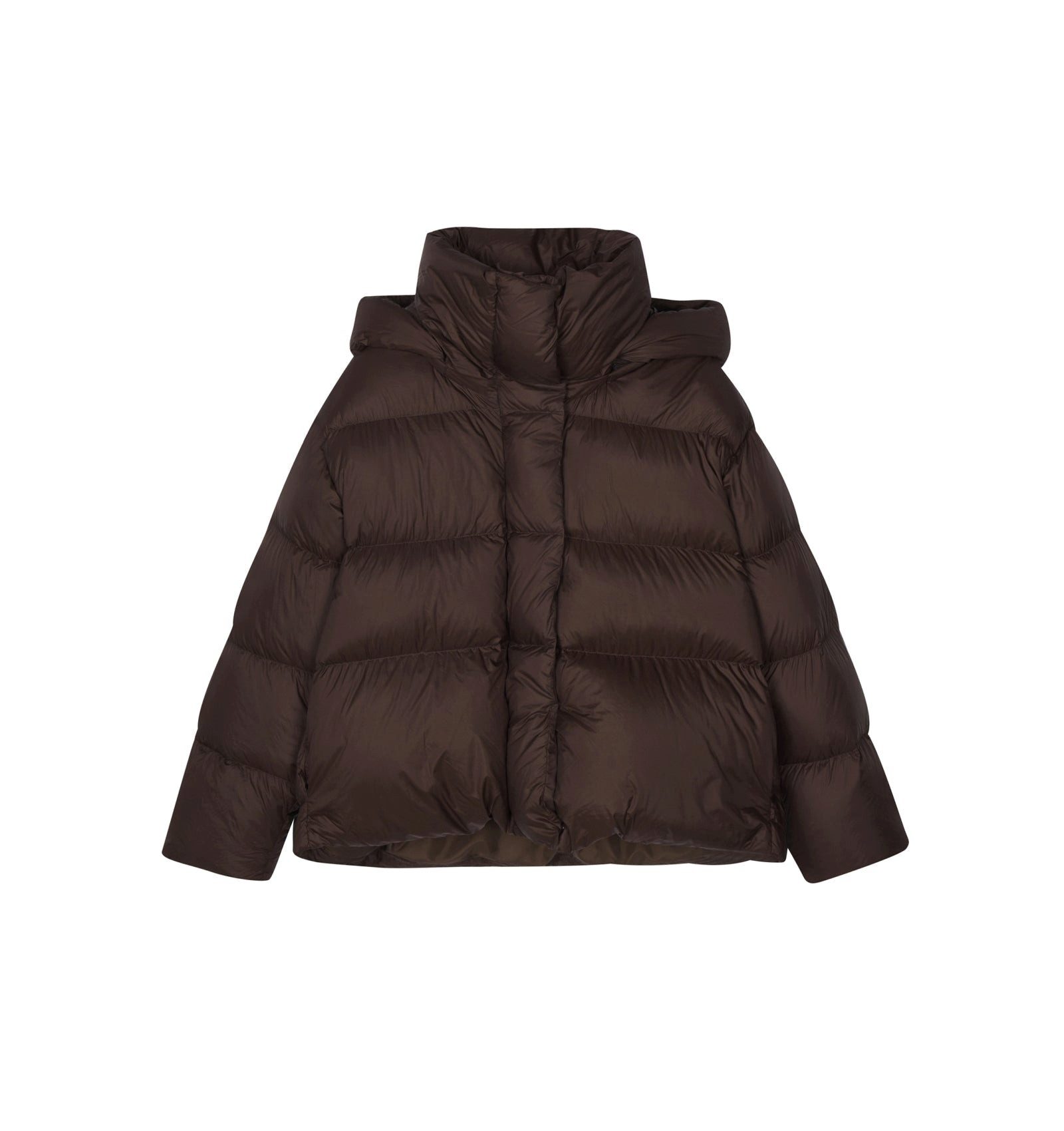 LESS Daunenjacke Damen elegante Daunenjacke mit abnehmbarer Kapuze in Braun günstig online kaufen