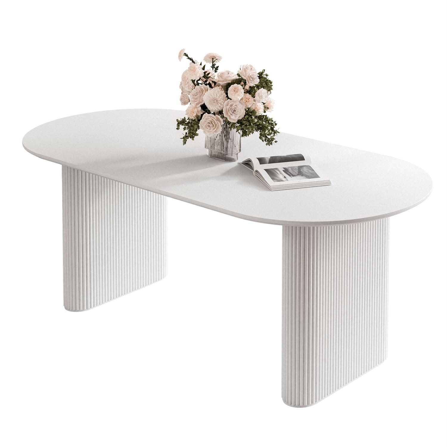 Lookway Esstisch OVI Tisch mit geriffeltem Gestell Hochglanz (1x Tisch), Breite: 180 cm, Höhe: 75 cm, Tiefe: 90 cm
