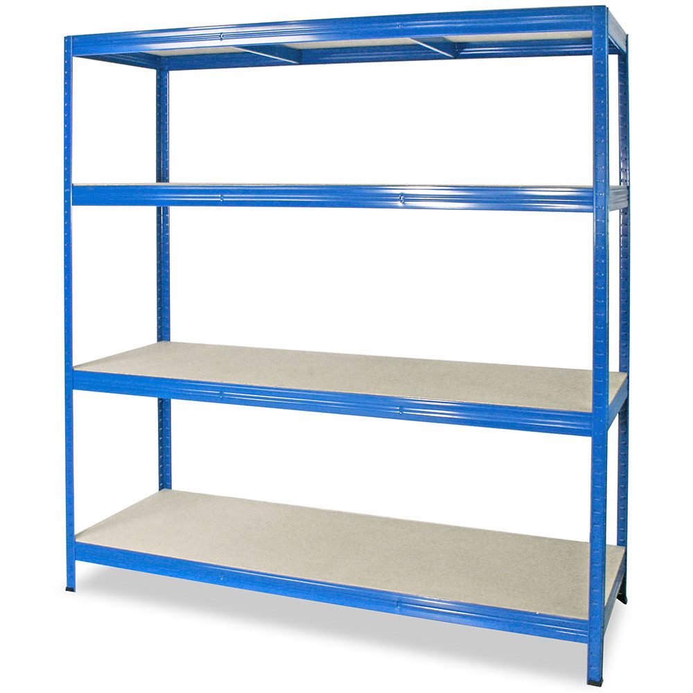 BRB-Lagertechnik Steckregal Großfachregal Stecksystem, 4 Böden, blau, Tragkraft 350 kg/Ebene, Sehr praktisches Regal für große und sperrige Teile