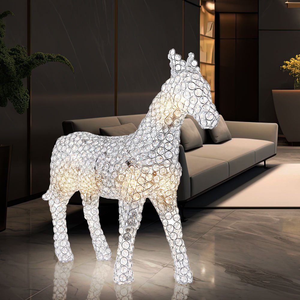 etc-shop LED Stehlampe, Moderne Pferd klein chrom K9 Kristalle klar
