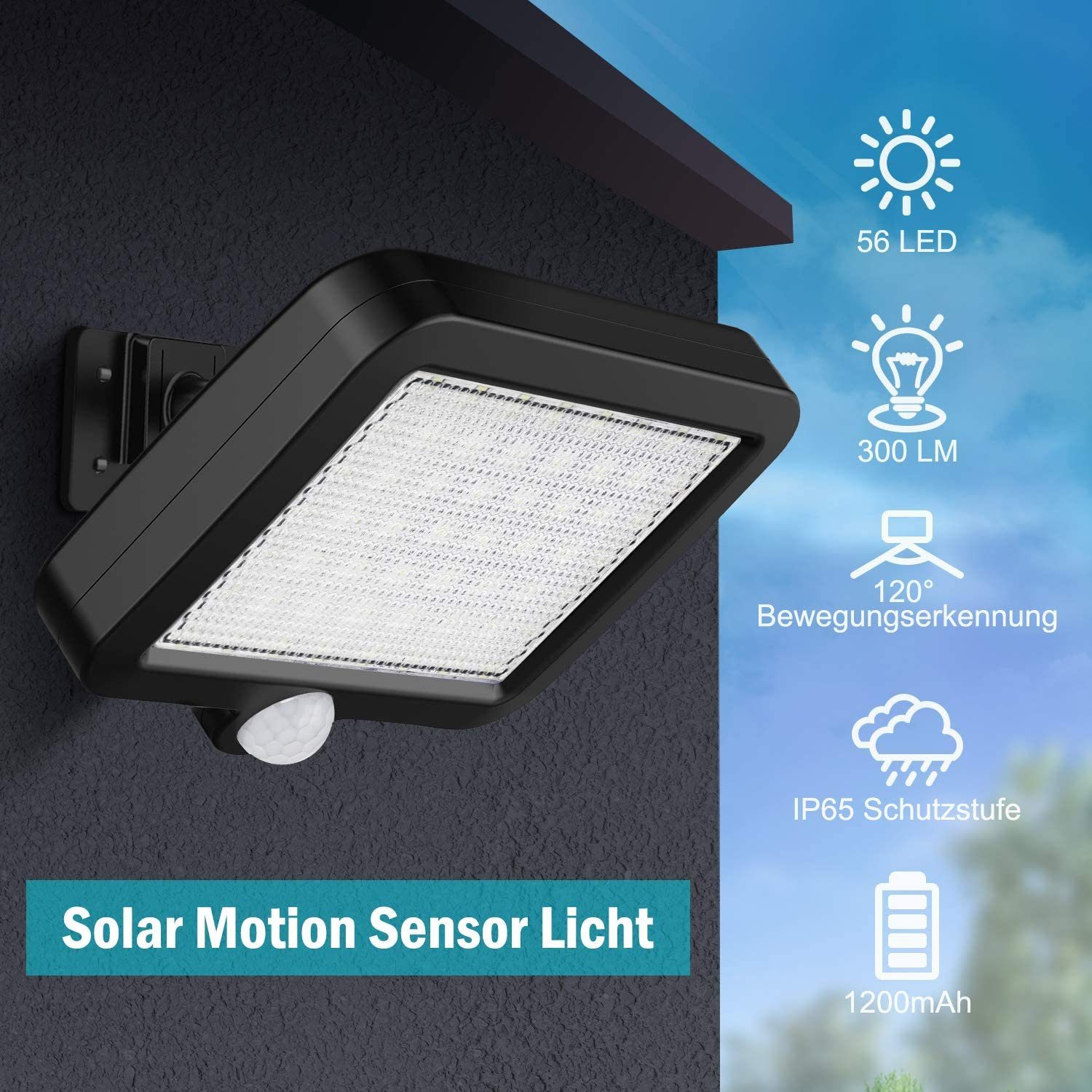 LED 56 Außen, Außen LED für Solarleuchte Solarleuchte GelldG Bewegungsmelder Solarlampen mit