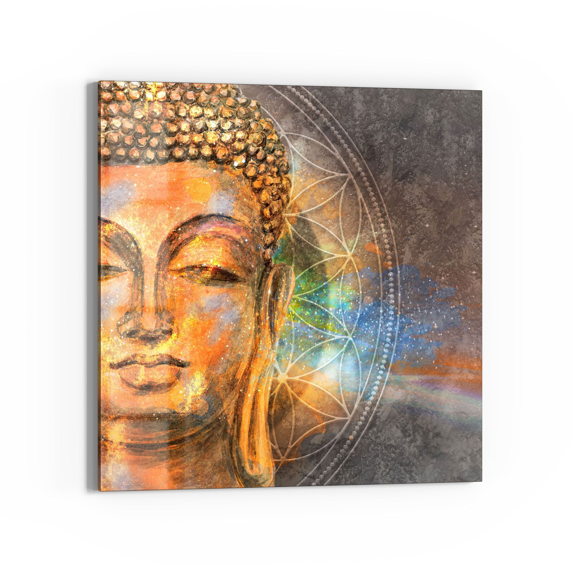 DEQORI Glasbild 'Meditierender Buddha', 'Meditierender Buddha', Glas Wandbild Bild schwebend modern