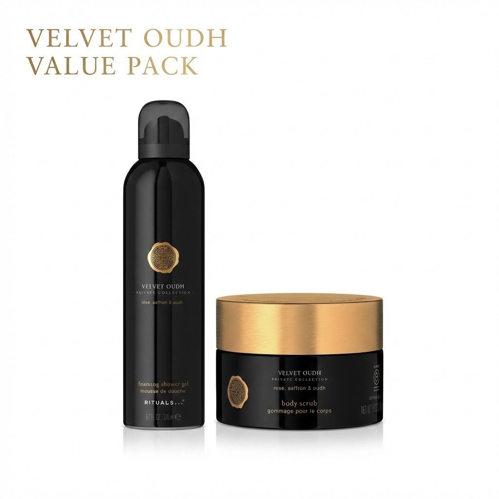 Rituals Pflege-Geschenkset Rituals Private Collection Velvet Oudh Dusch & Peeling Set, 2-tlg., Duschschaum & Körperpeeling im gleichen Duftprofil