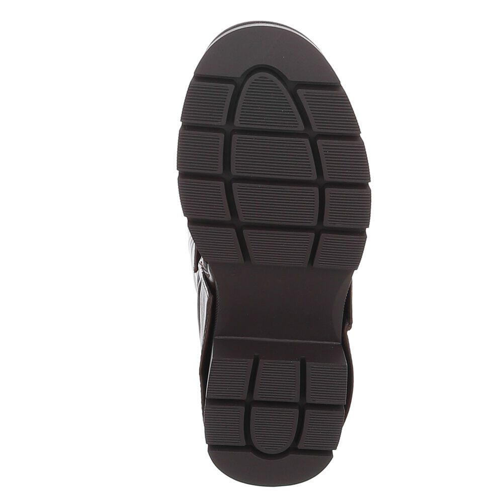 Ital-Design Damen Kniehoher Stiefel mit Profilsohle und Detail Plateaustiefel (91977442) Blockabsatz Stiefel in Braun