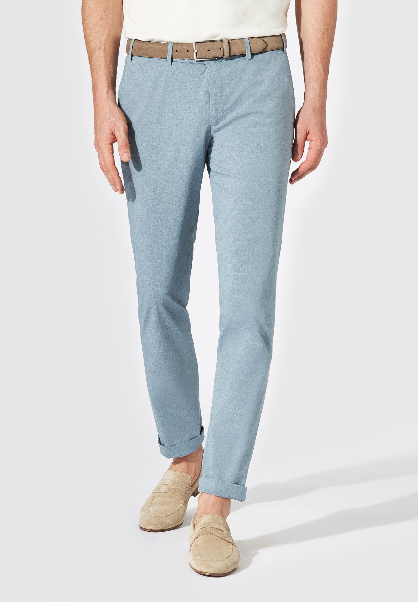 Hiltl Chinos Tarent - Melange Cotton, Slim-Fit, Baumwolle-hellblau-52