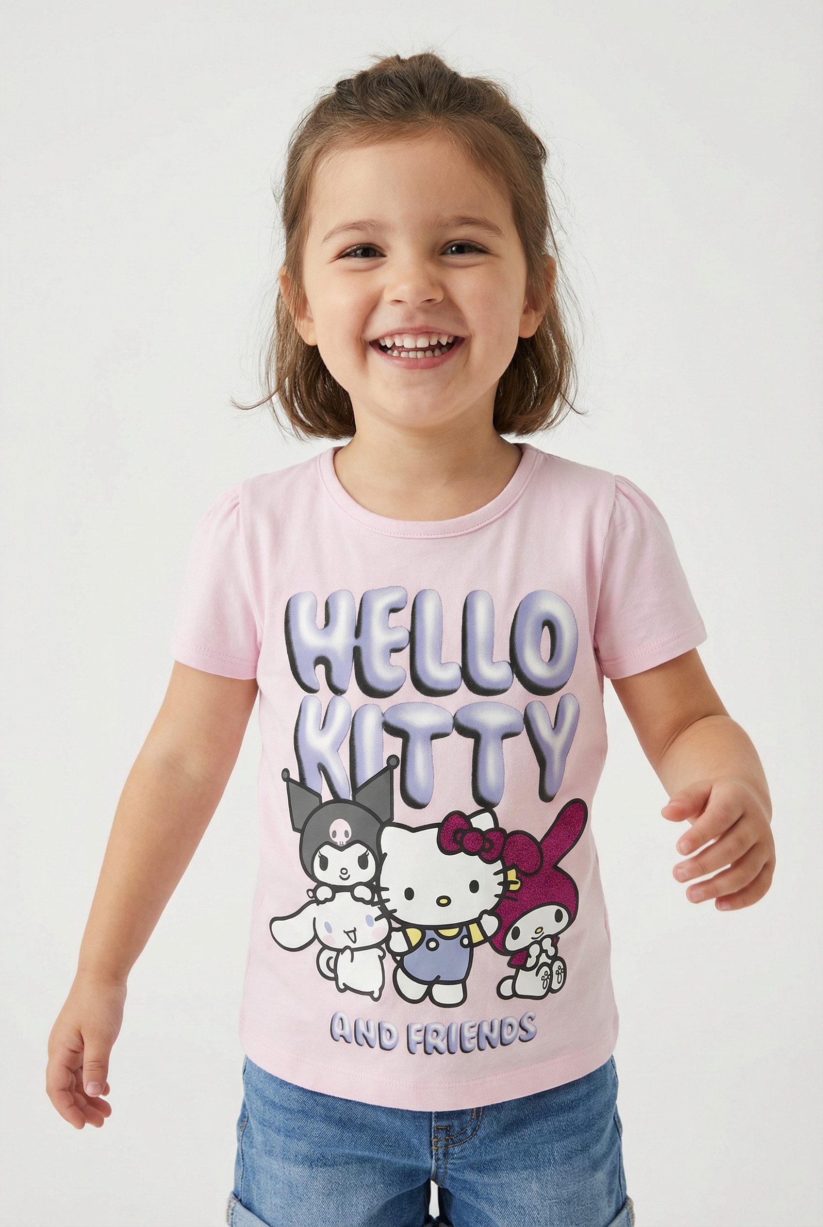 Name It Kurzarmshirt NMFFIRA HELLOK SS TOP NOOS SKY Baumwollmischung, Hello Kitty Druck