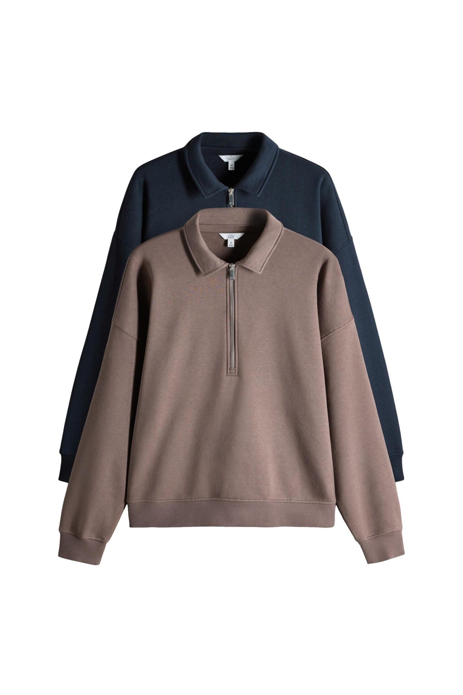 The Set Sweater The Set Sweatshirt mit Kragen und RV, 2er-Pack (2-tlg)