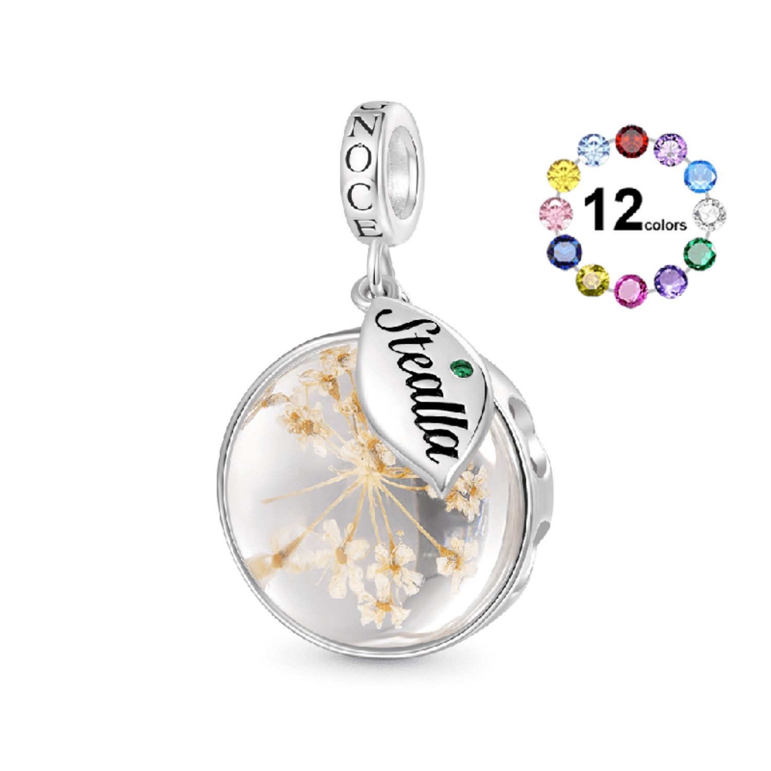 Gnoce Bead Gnoce konservierte Blume Charm IJC049