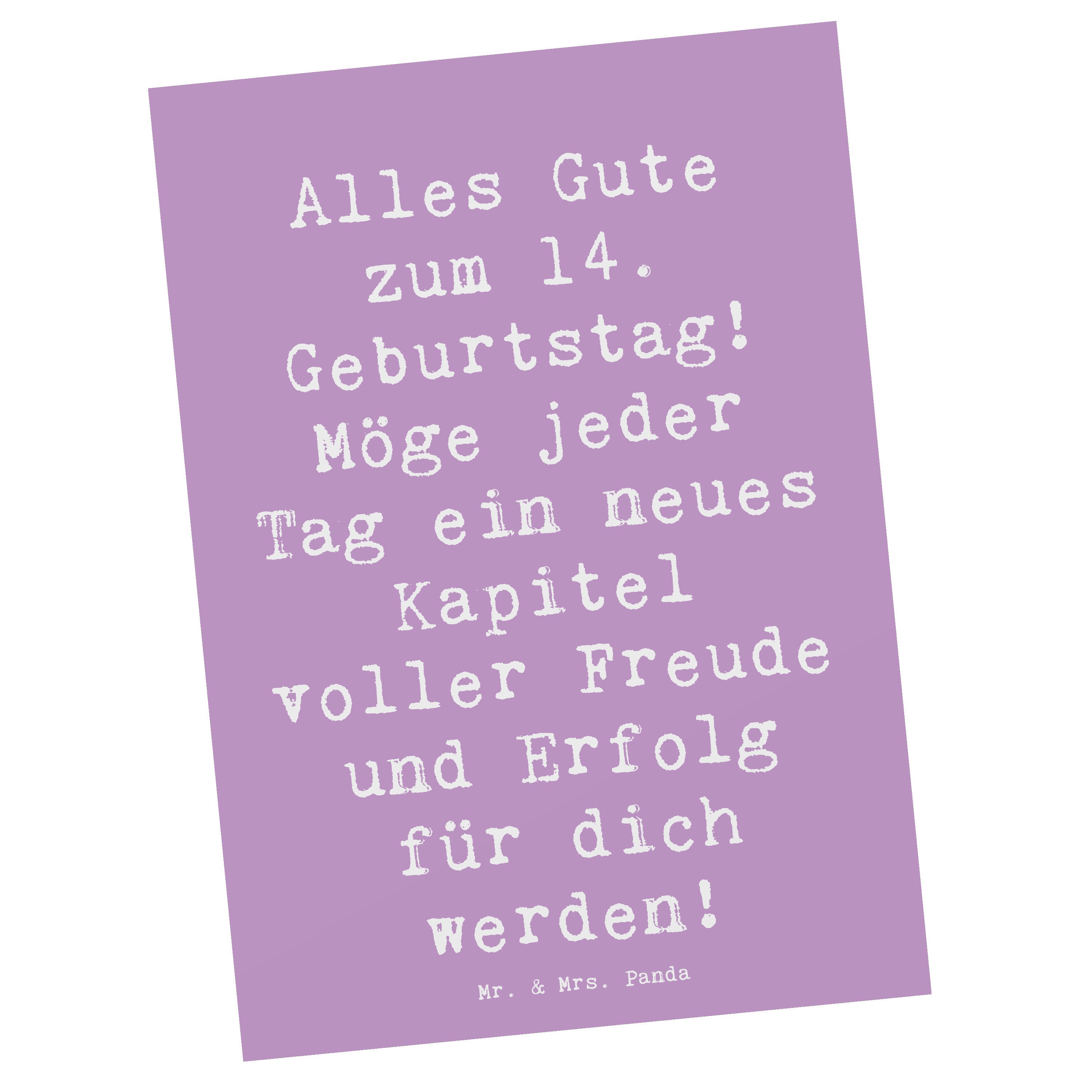 Mr. & Mrs. Panda Postkarte Spruch 14. Geburtstag, Postkarte, Lavendeltraum, positive Energie, Po, Geburtstag Feiern Geburtstag Alter liebevolle Handarbeit