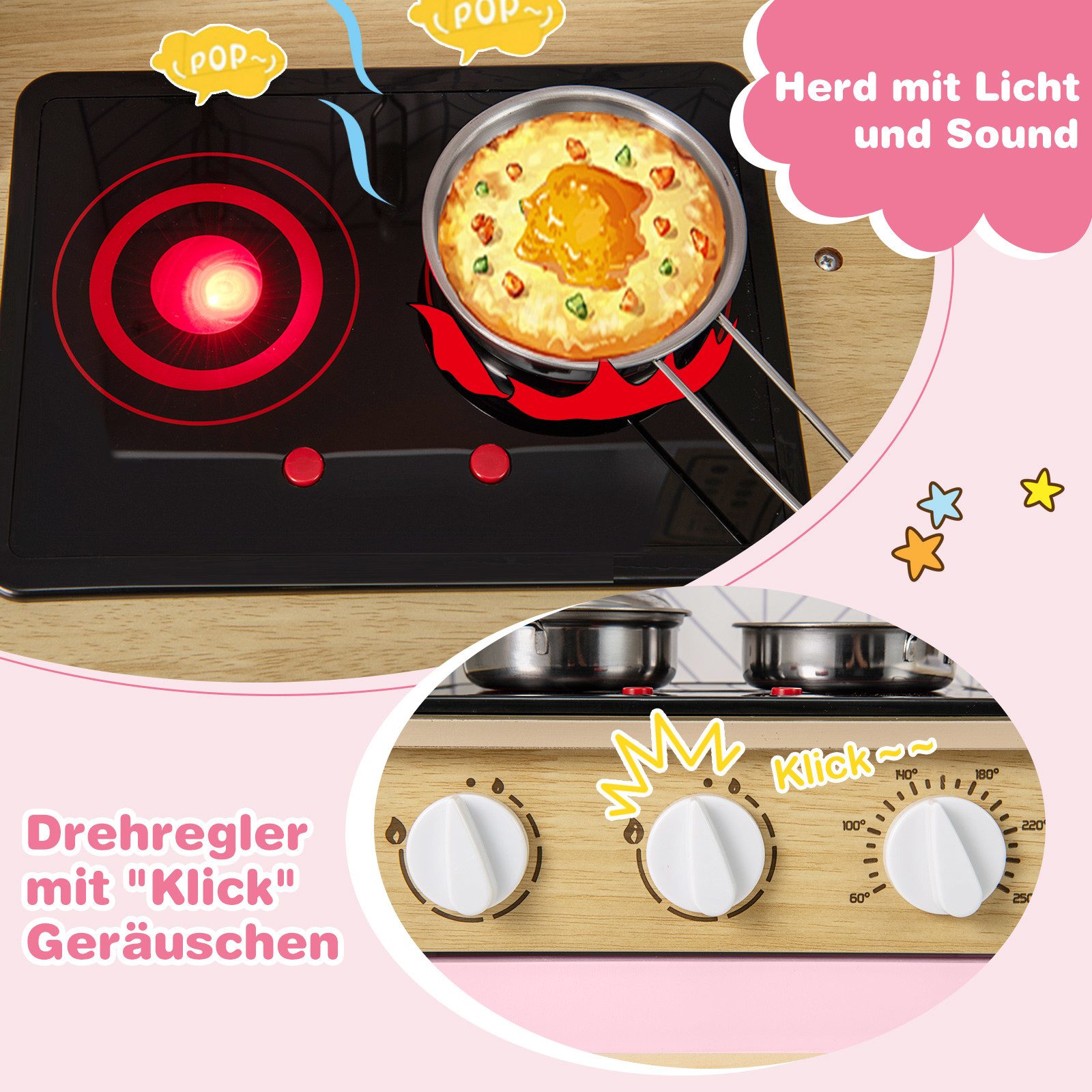 COSTWAY Spielküche, Kinderküche mit Mikrowelle, Herd, Spüle, Backofen günstig online kaufen