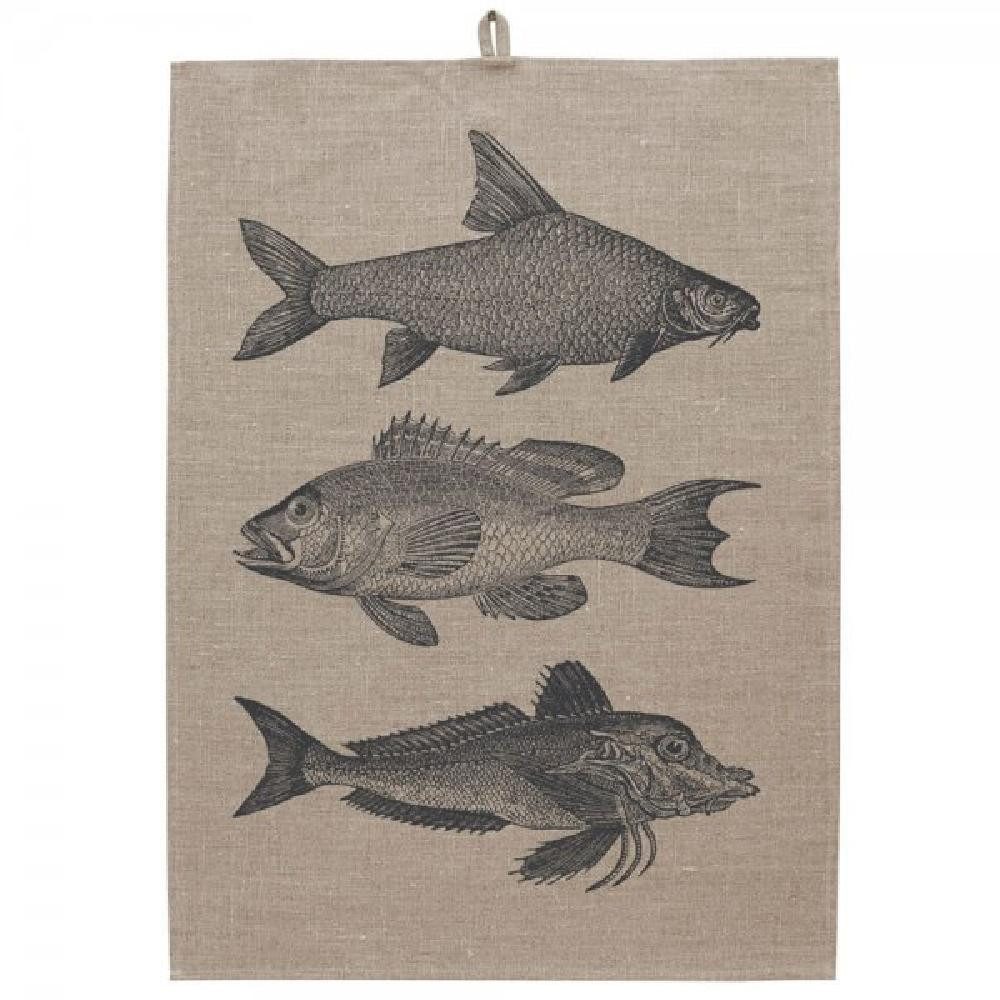 Frohstoff Geschirrtuch Geschirrtuch Fischtrio Leinen Anthrazit