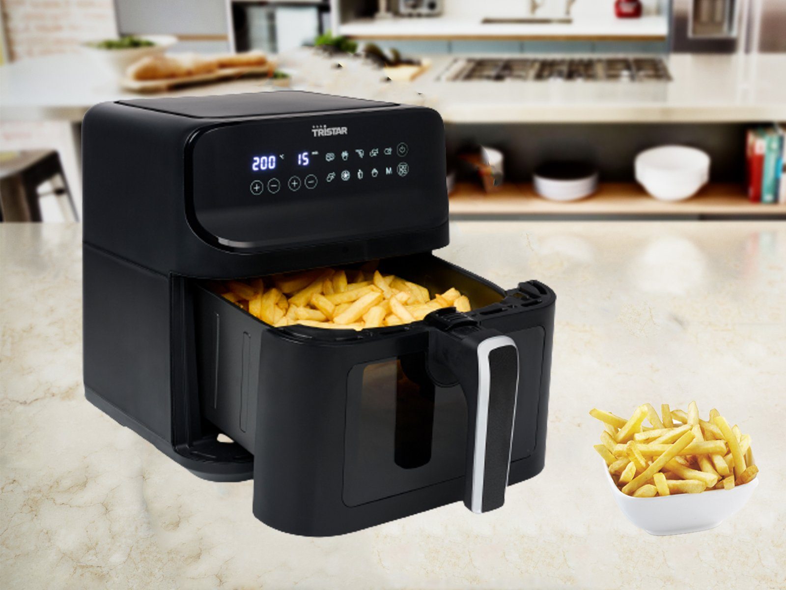 Tristar Heißluftfritteuse, 1350 W, XXL Luftfritteuse Sichtfenster Fritöse fettarm frittieren ohne Öl