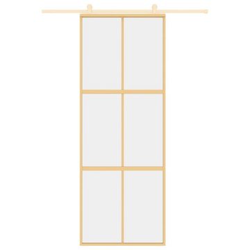 vidaXL Zimmertür Schiebetür Golden 76x205 cm ESG-Klarglas und Aluminium Zimmertür Innen