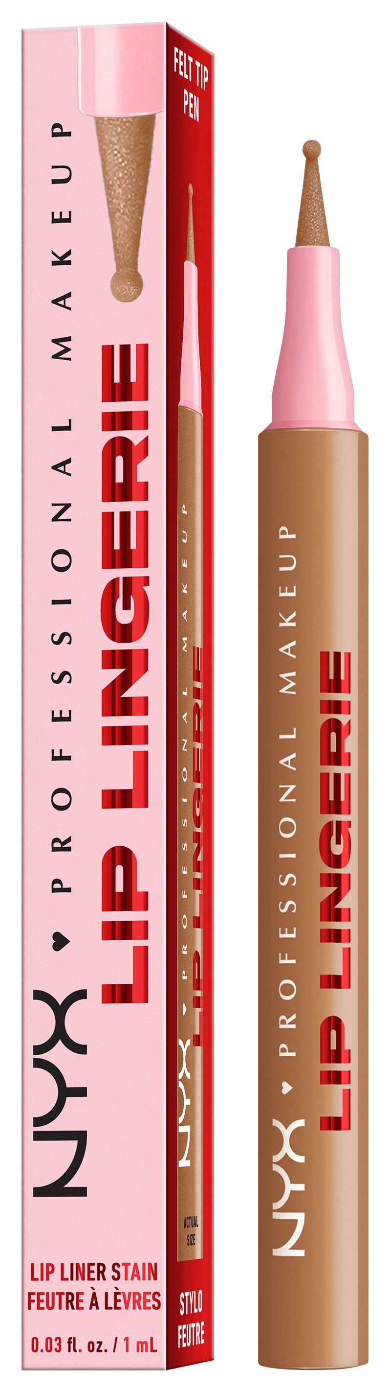 NYX PROFESSIONAL MAKEUP Lippenstift LIP LINGERIE LIP LINER STAIN, wisch- und wasserfesten Halt, mit präziser Filzkugelspitze