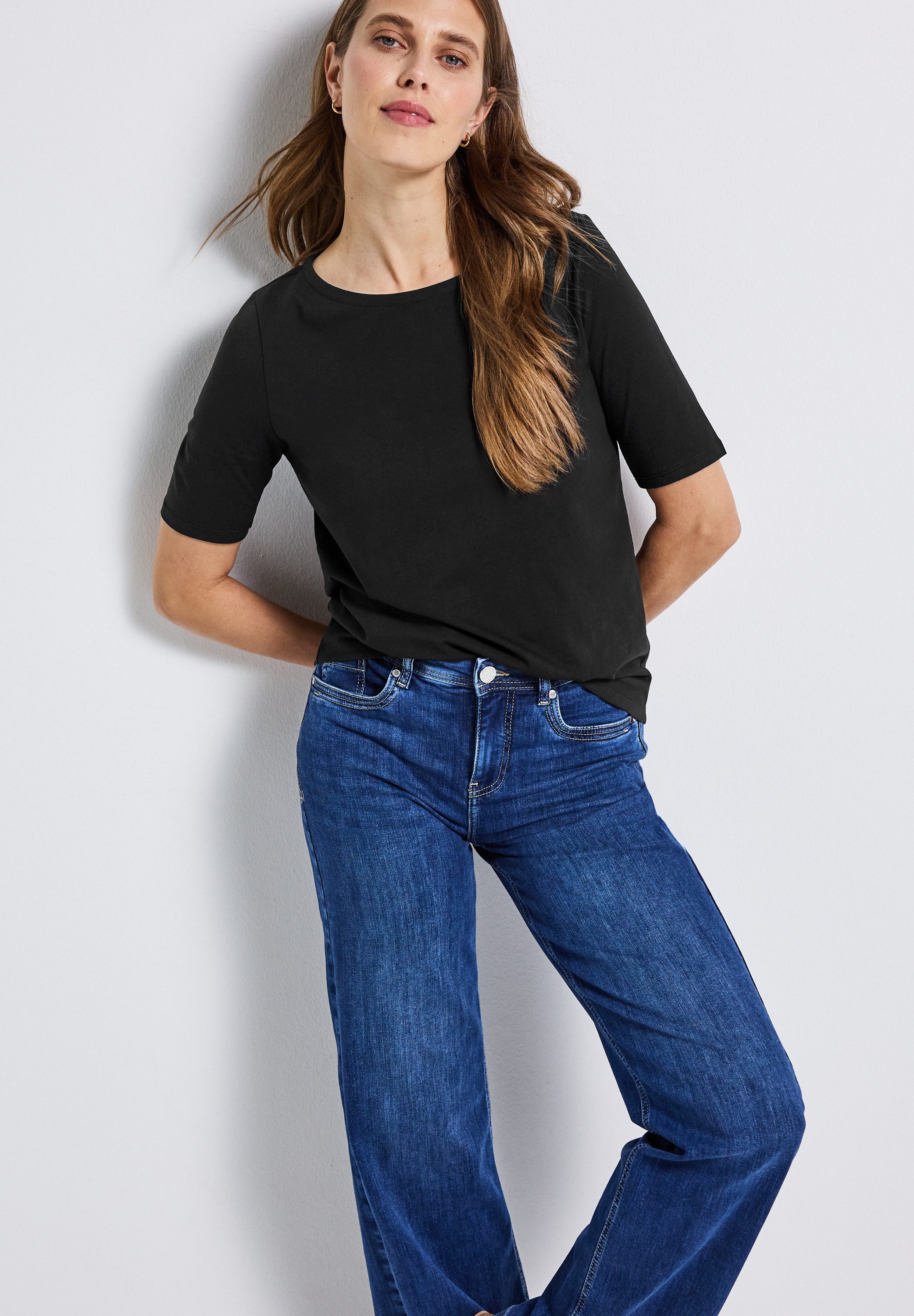 STREET ONE T-Shirt U-Boot Ausschnitt, Basic günstig online kaufen