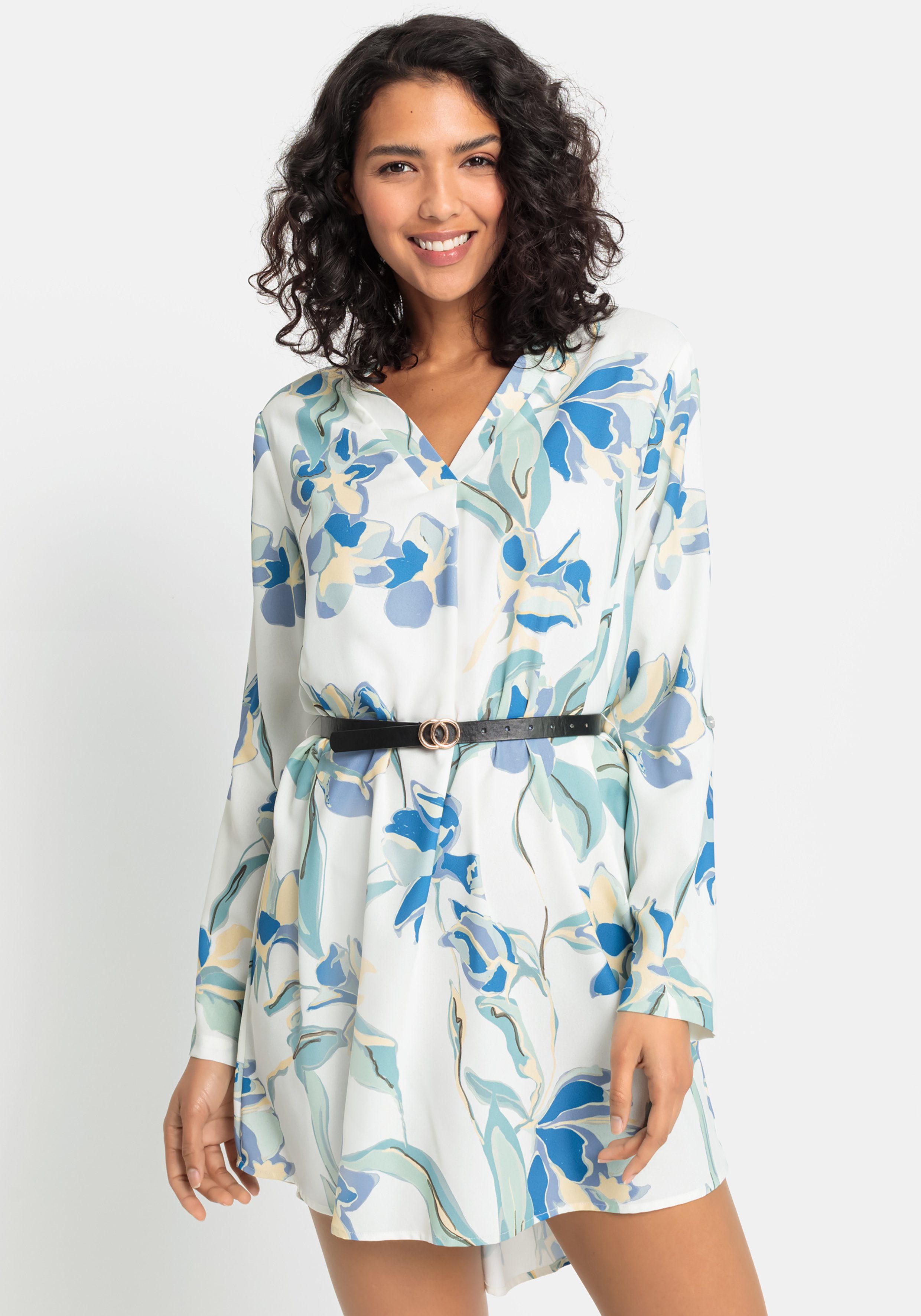LASCANA Longbluse (mit Gürtel in Lederoptik) günstig online kaufen