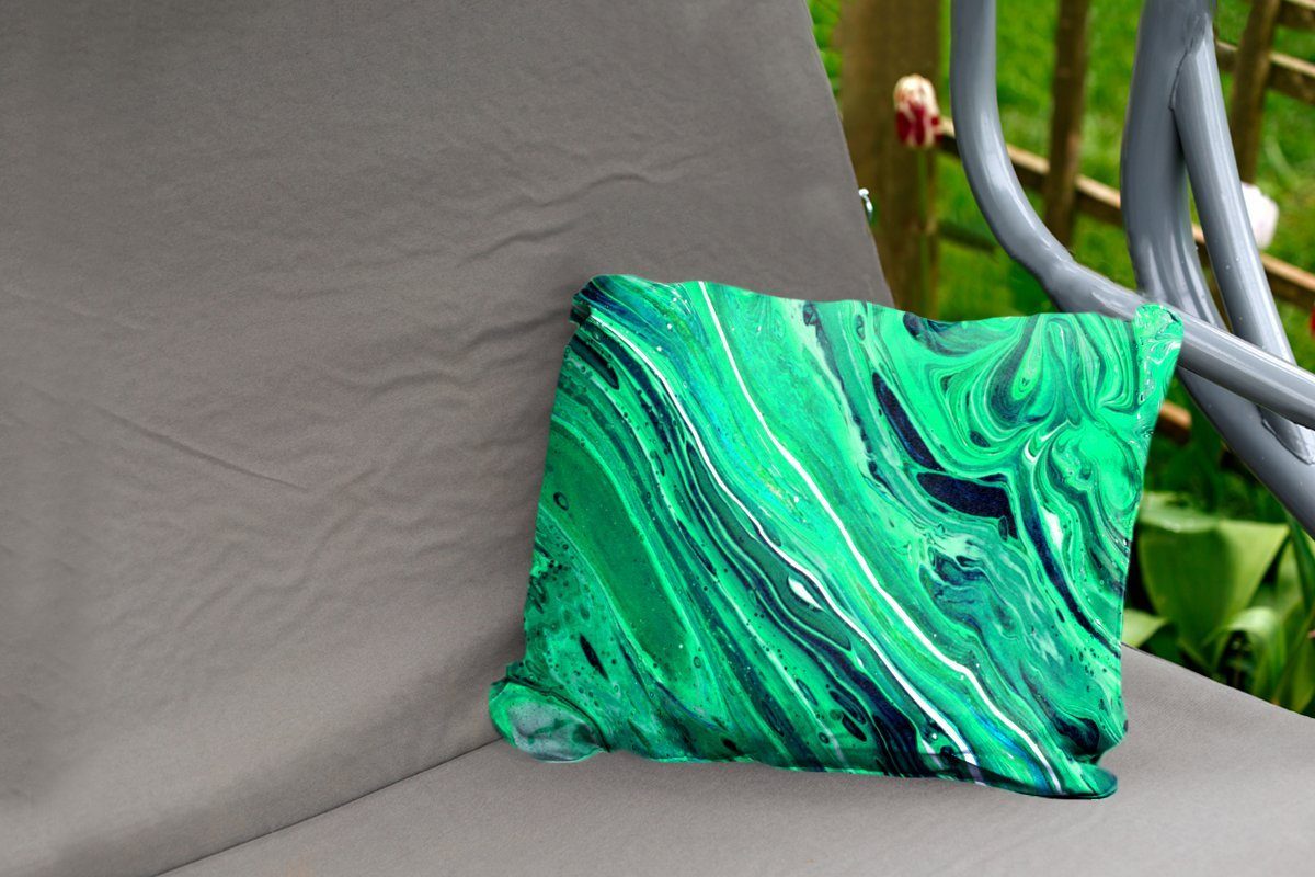 Grün, Dekokissenbezug, Ölfarbe Dekokissen Polyester, - Outdoor-Dekorationskissen, Marmor Kissenhülle - MuchoWow