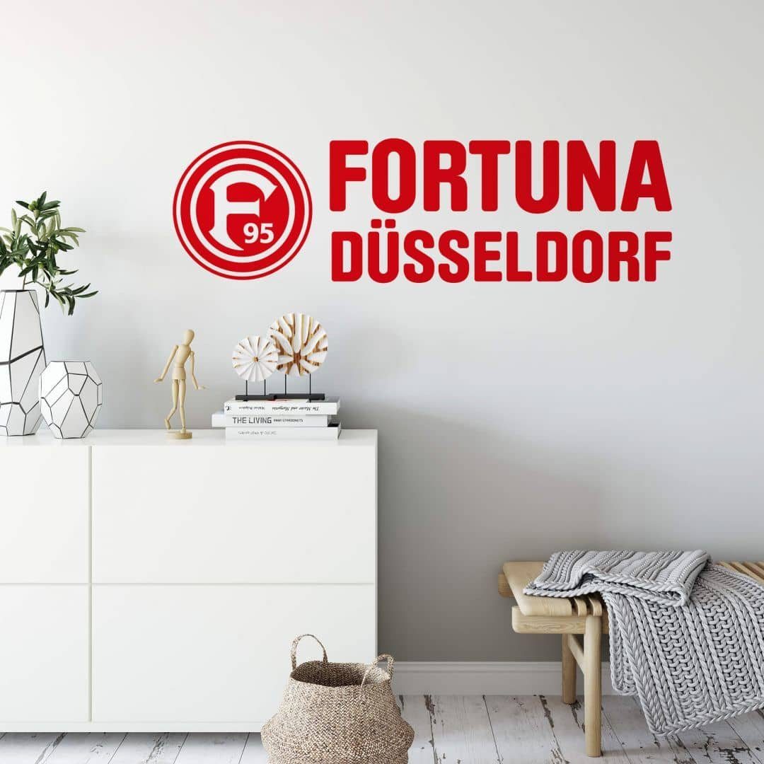 Fortuna Düsseldorf Wandtattoo Fußball Fortuna Düsseldorf Schriftzug Logo F95 Emblem Fanartikel, Wandbild selbstklebend, entfernbar