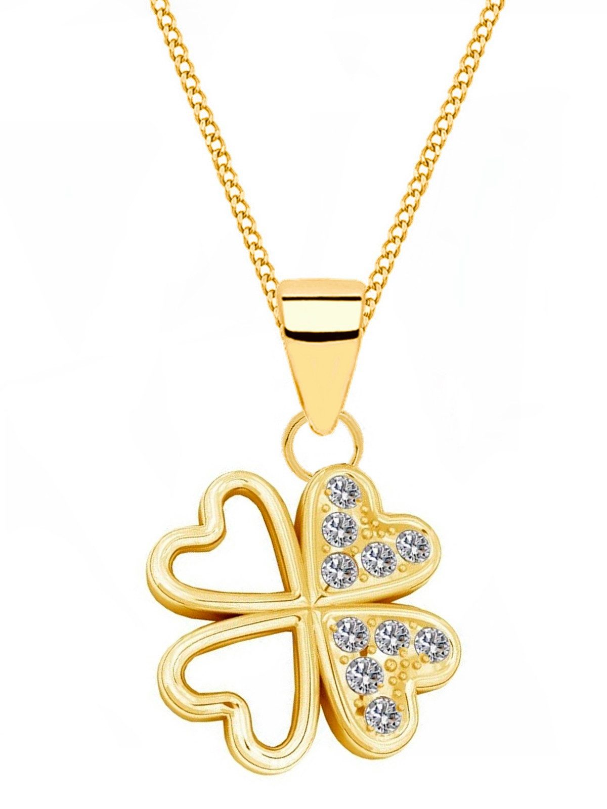 Goldene Hufeisen Kette mit Anhänger Kleeblatt Halskette in Gold – traditionelles Symbol für Glück & Schutz, 925 Sterling Silber (hypoallergen)