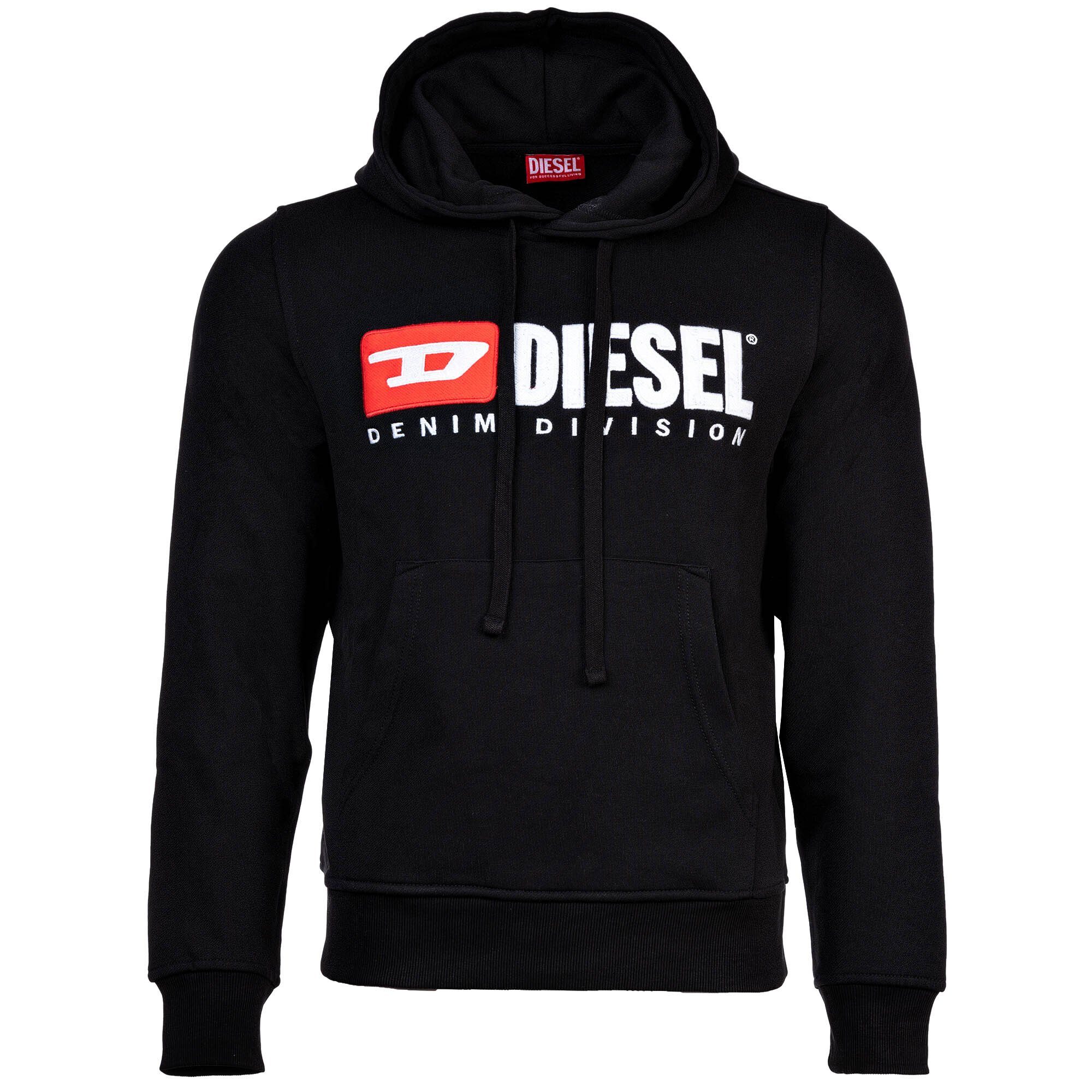 Diesel Sweatshirt Hoodie Kapuzenpullover HOOD-DIV, Schwarz Herren S-GINN 