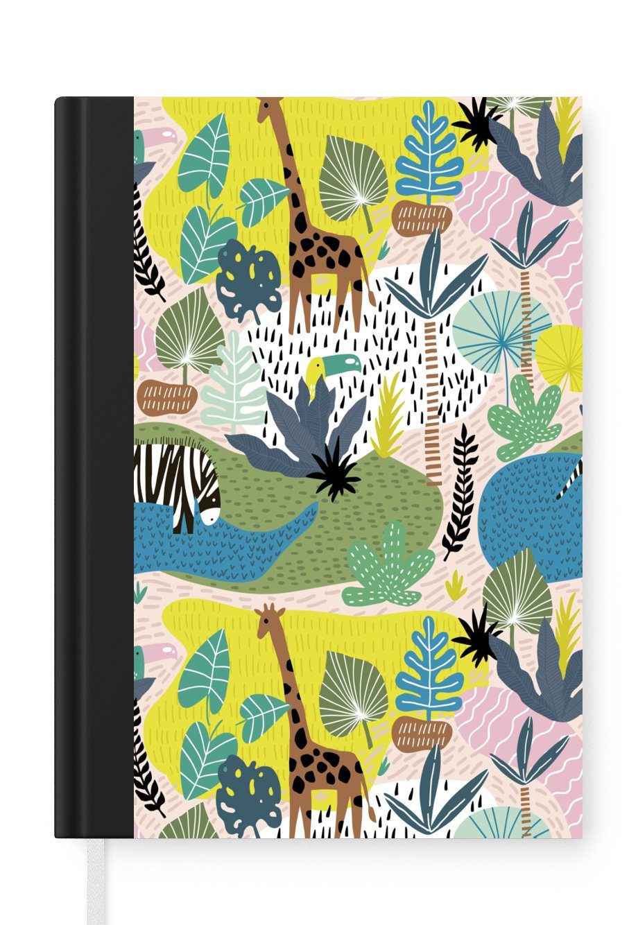 MuchoWow Notizbuch Dschungel - Muster - Tiere - Pflanzen, Journal, Merkzettel, Tagebuch, Notizheft, A5, 98 Seiten, Haushaltsbuch