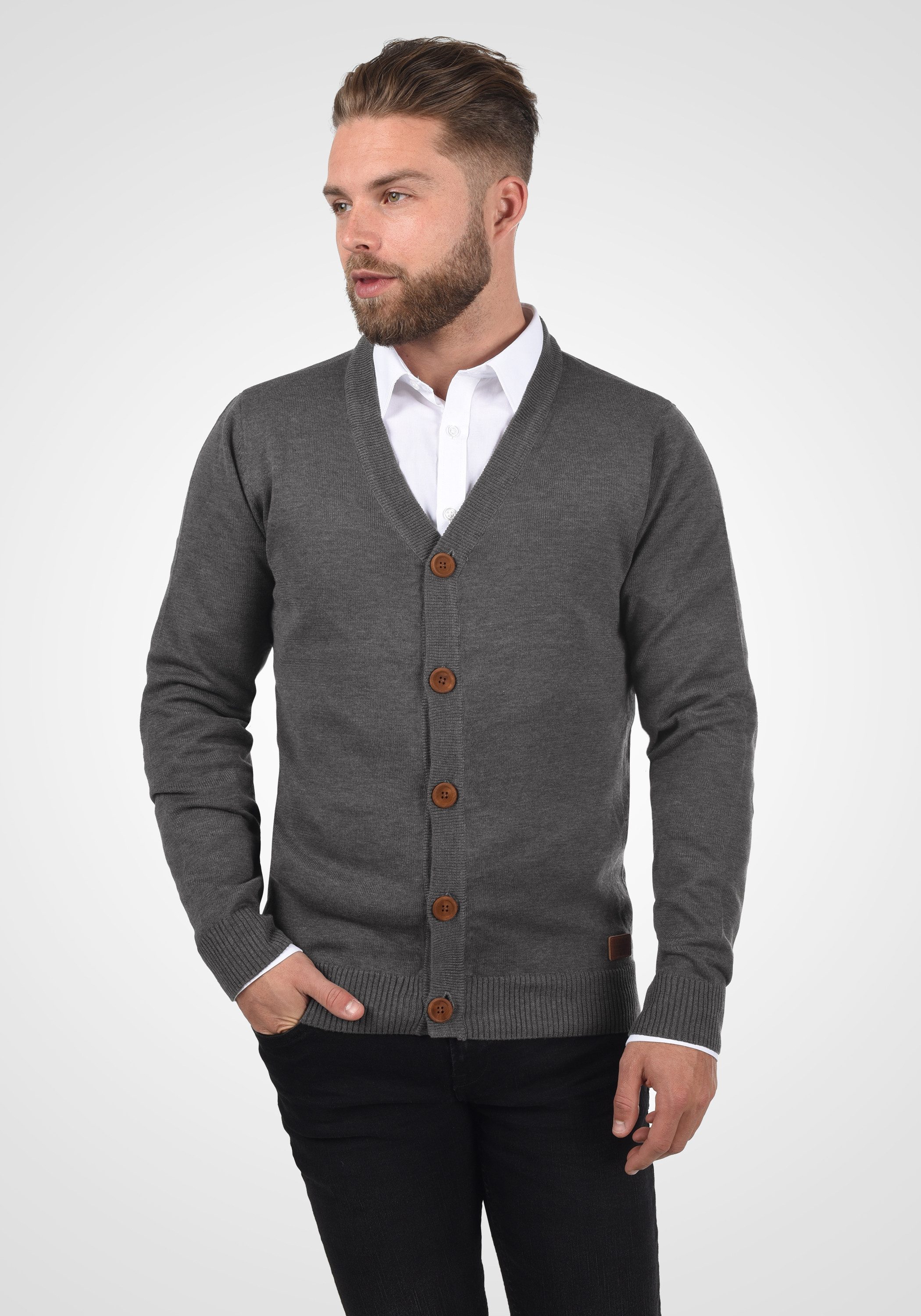 Blend Cardigan BHLennard Strickjacke mit Ton-in-Ton Ellenbogenpatches