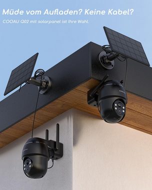 COOAU 2K überwachungskamera Aussen Akku Solar Kamera Outdoor Überwachungskamera (Aussen, Außenbereich, Kabellos WLAN Kamera Überwachung Außen mit Solarpanel,IP Kamera, Farbige Nachtsicht,2,4GH WiFi Weitwinkel Camcorder, 4 weiße LEDs + 4 Infrarot-LEDs, Smart PIR-Erkennung, Ton- und Lichtalarm)
